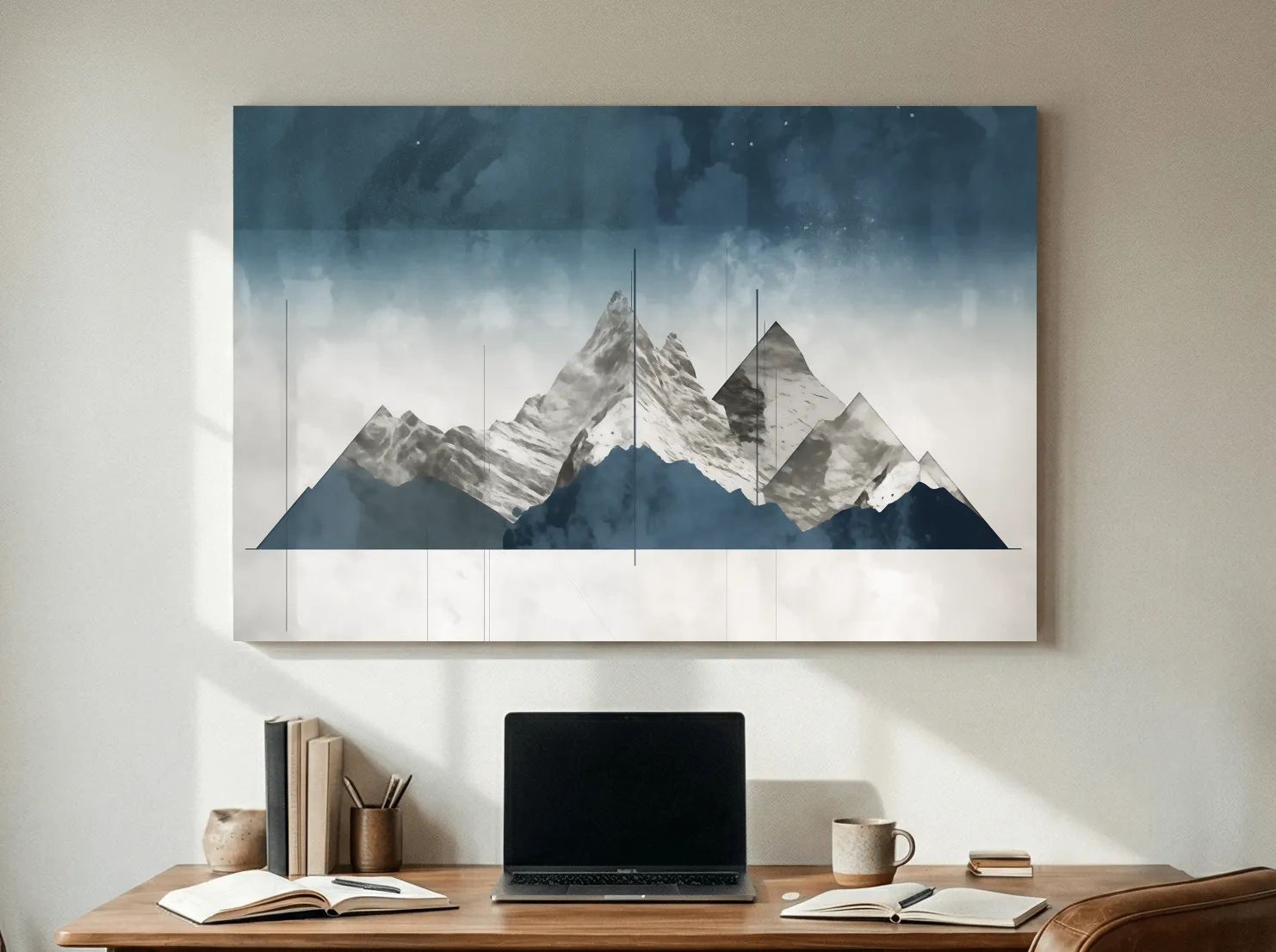 Simple abstract mountain painting