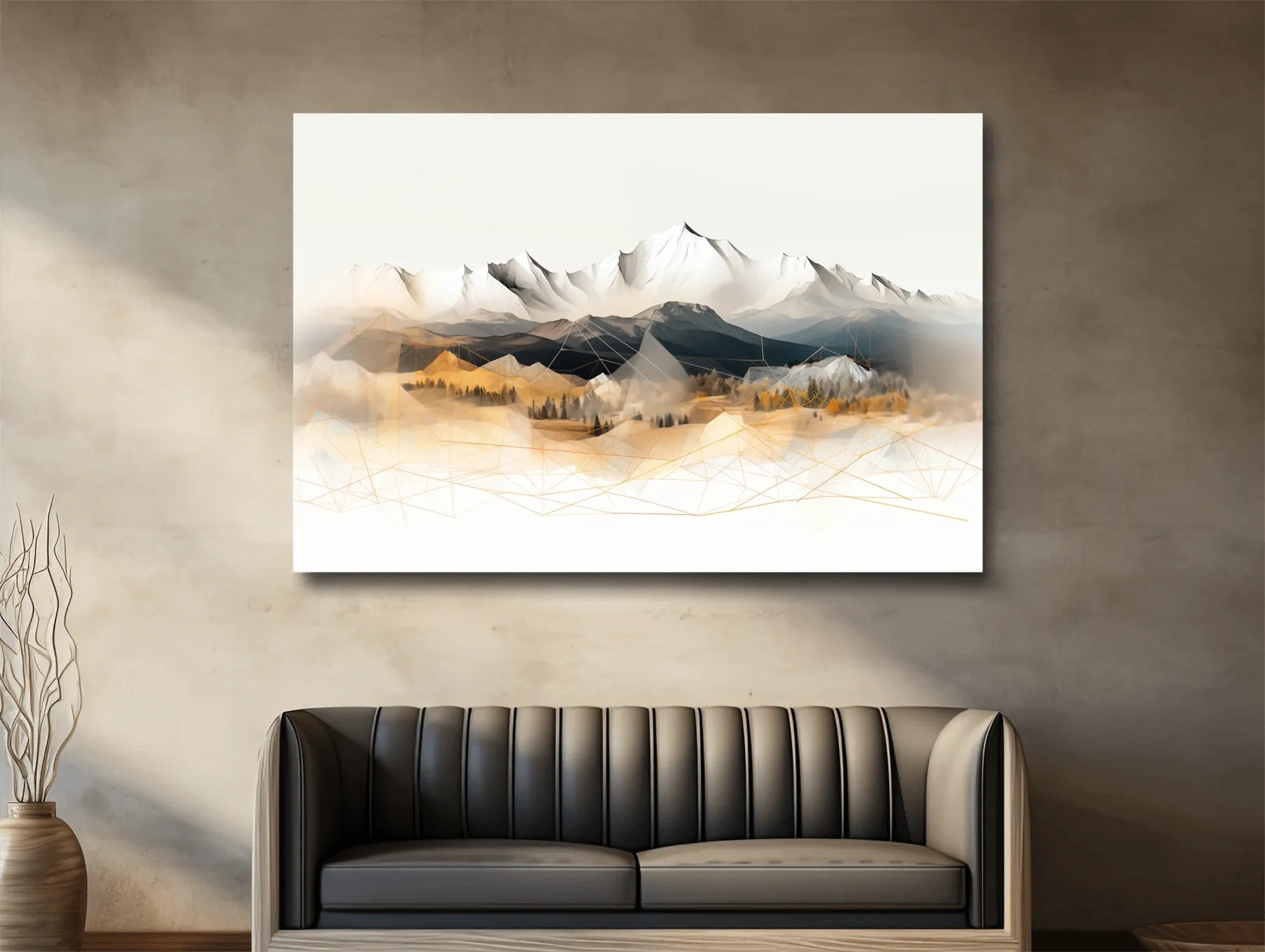 Geometric Mountain Range Forest Landscape - Modern Abstract Wall Art