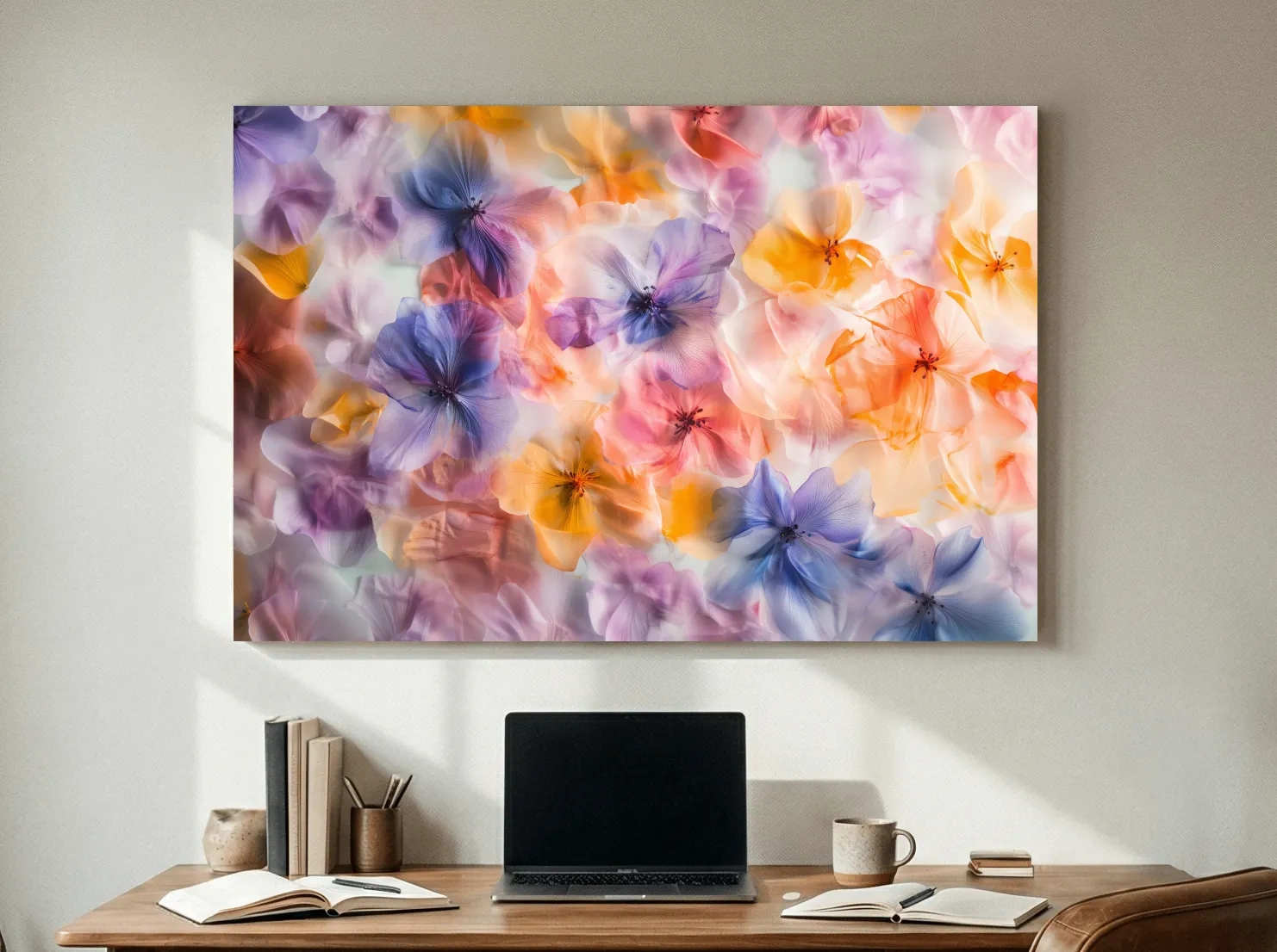 Oshibana Pastel Floral Petal Collage - Soft Botanical Wall Art