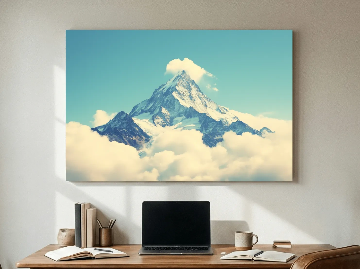 Snowy Alpine Peak Above Clouds - Serene Mountain Wall Art