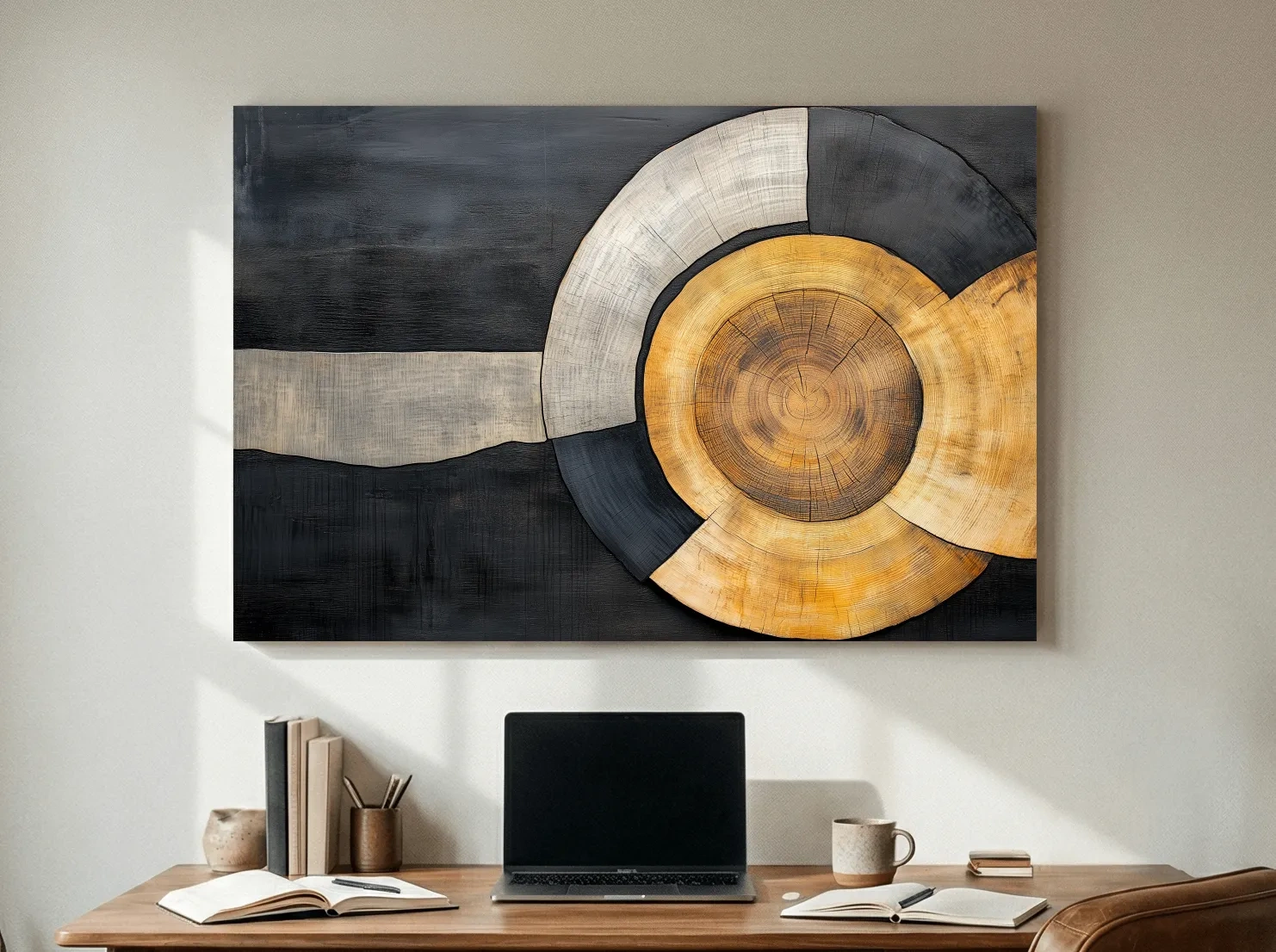 Textured Abstract Wood Grain Circles - Modern Rustic Geometric Wall Art