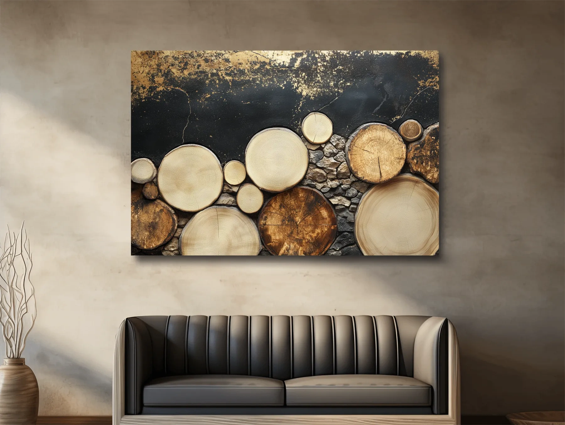 Rustic Wood & Stone Texture - Modern Farmhouse Wall Art