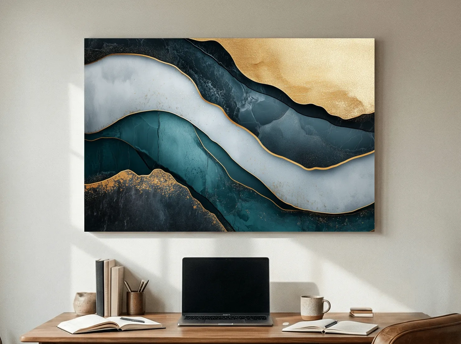 Elegant Gold Abstract Layers - Modern Marble Texture Wall Art