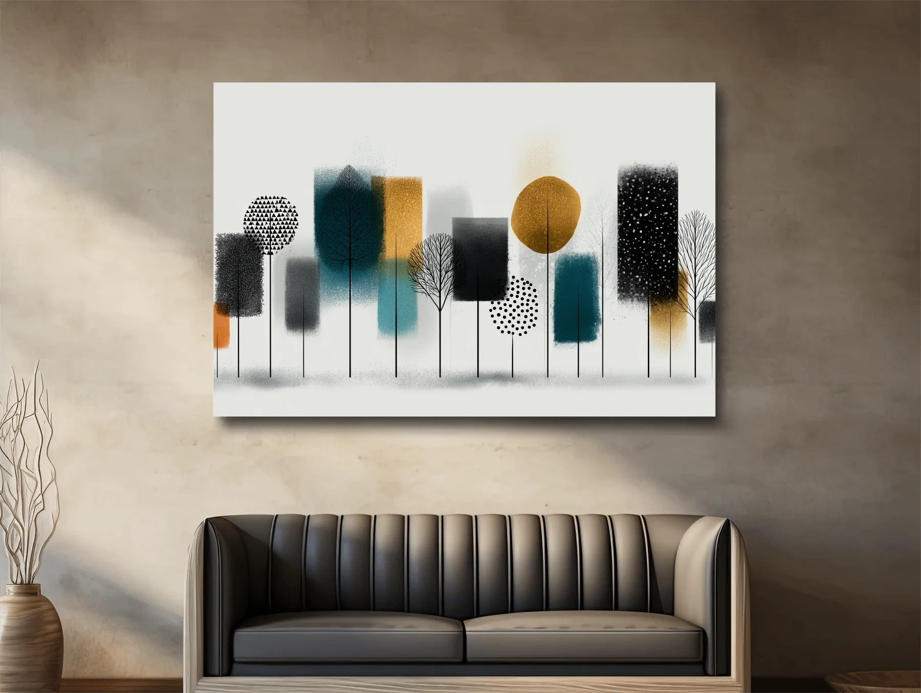 Abstract Minimalist Forest Grove Silhouettes - Modern Scandinavian Geometric Wall Art