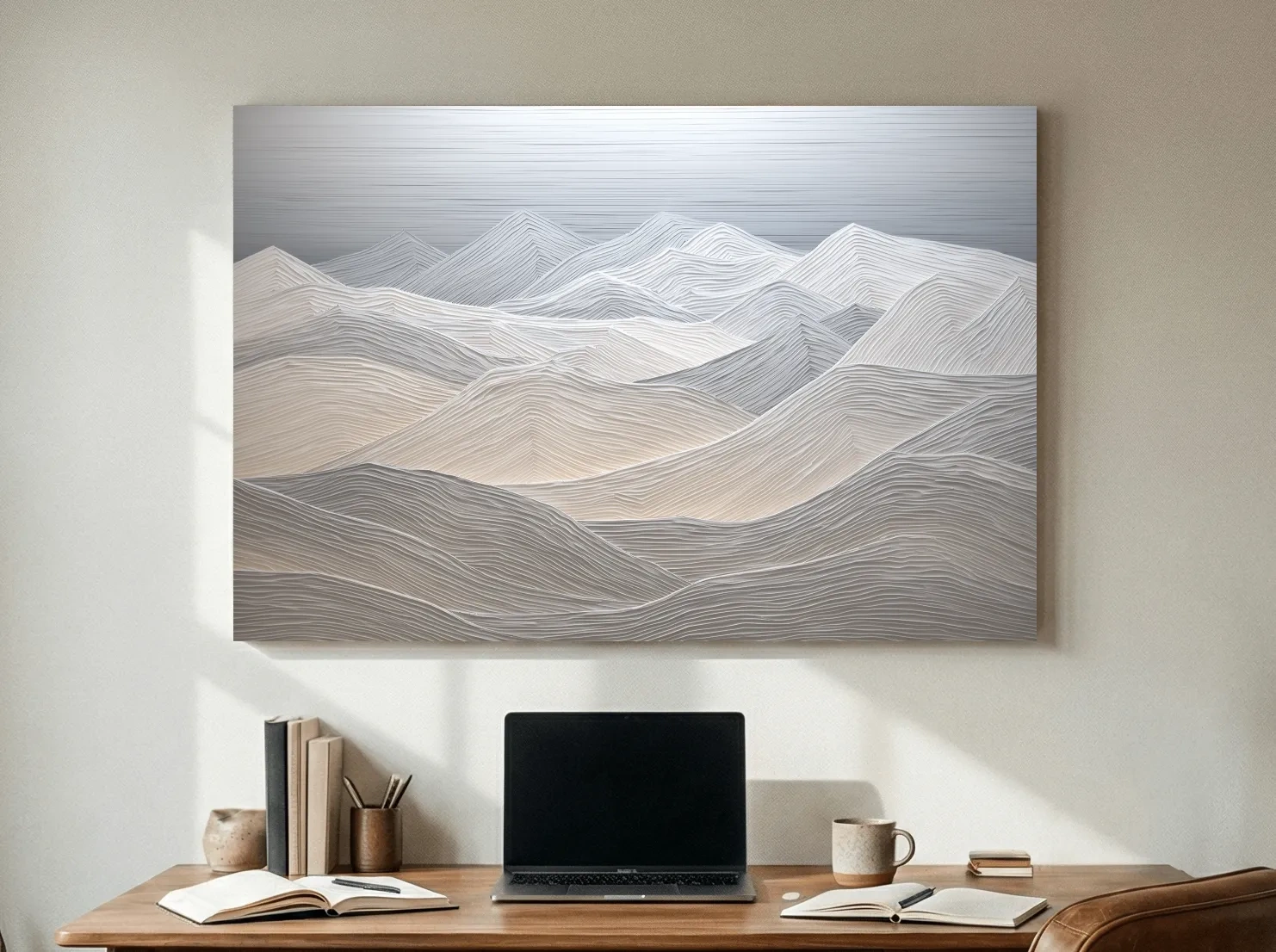 Minimalist Topographic Mountain Ridges - 3D Painting Effect Wall Art