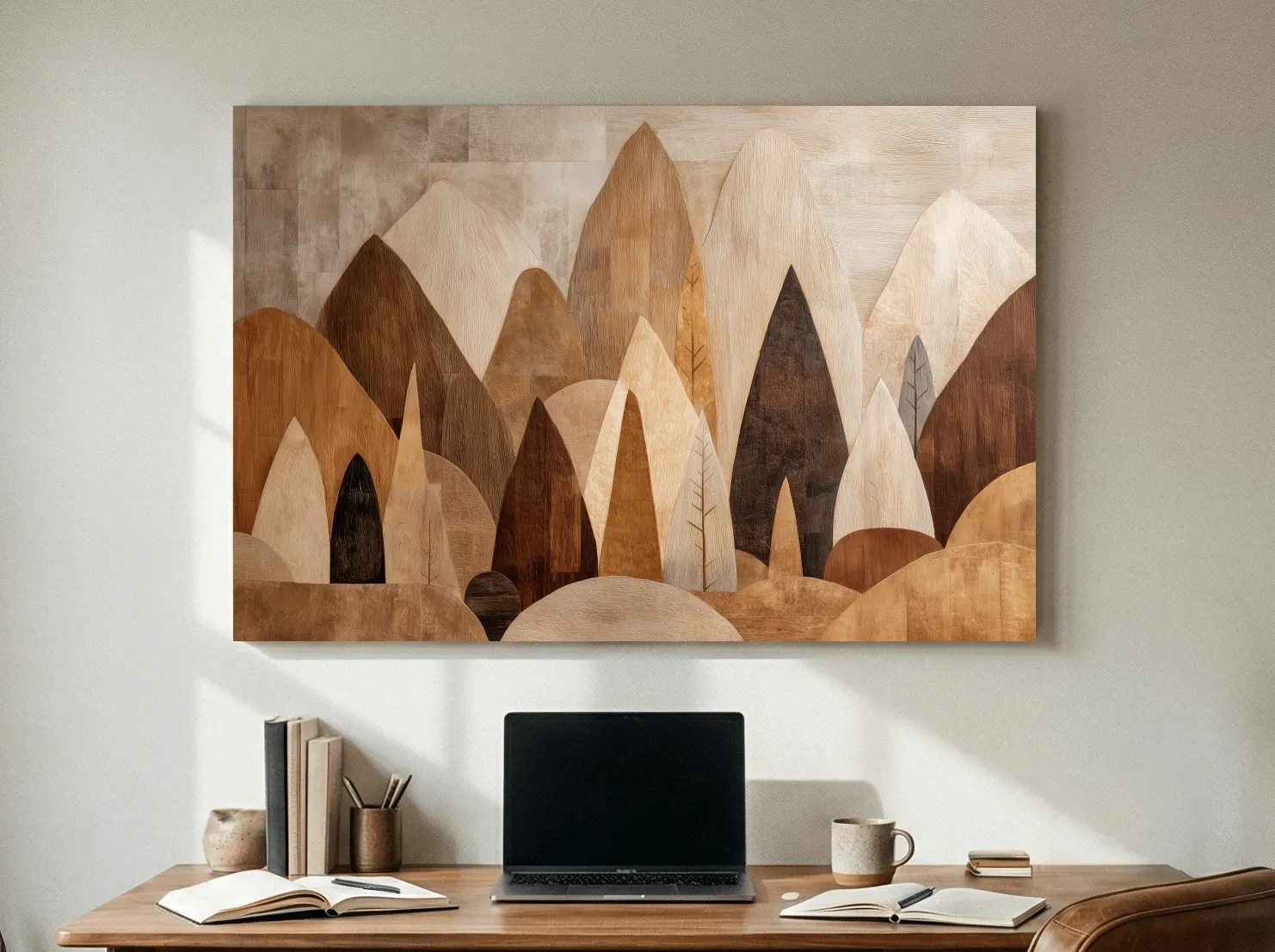 Earthy Abstract Boho Mountains - Modern Minimalist Forest Wall Art