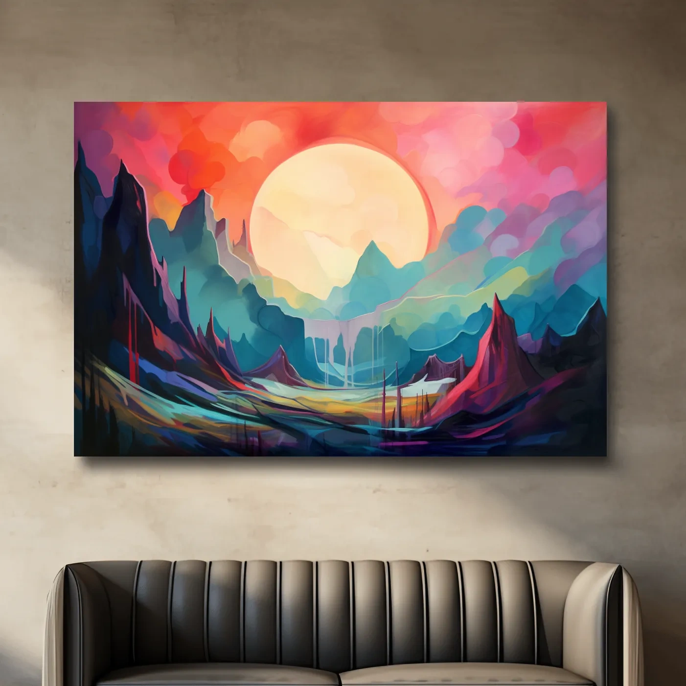 Abstract mountain oil painting wall art