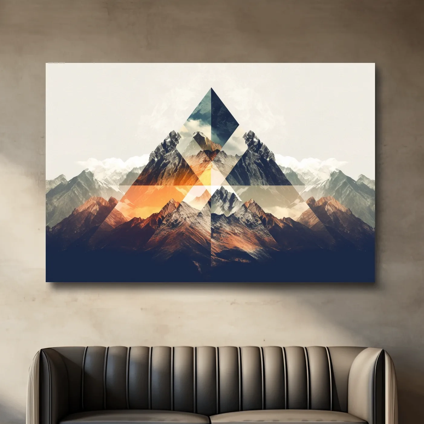 Abstract and geometric textured mountain art