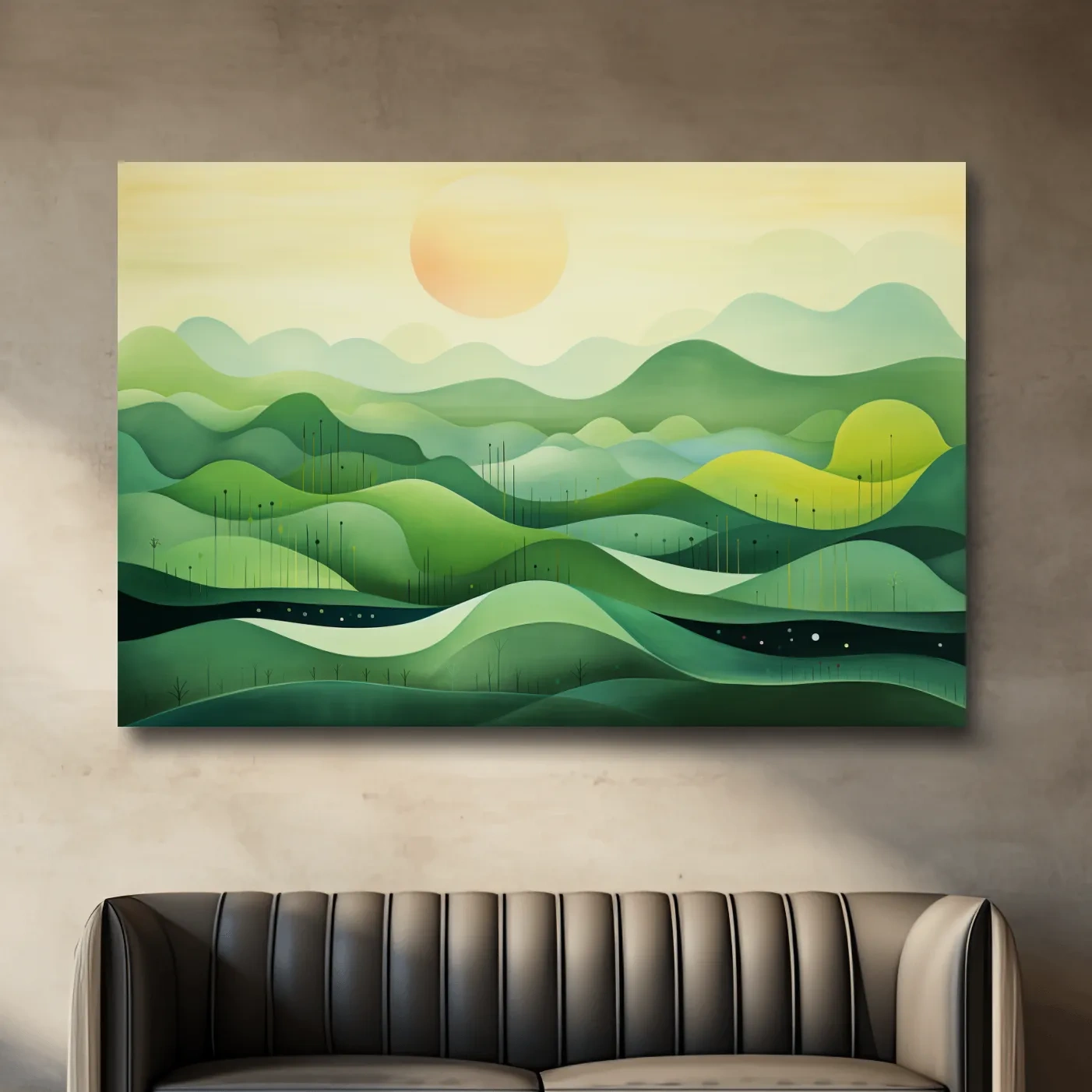 Illustration of rolling green hills