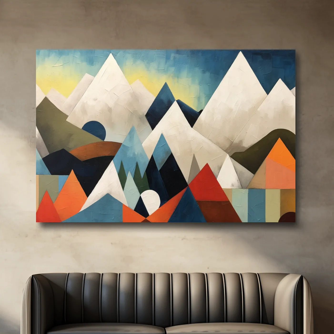 Abstract suprematism mountain painting