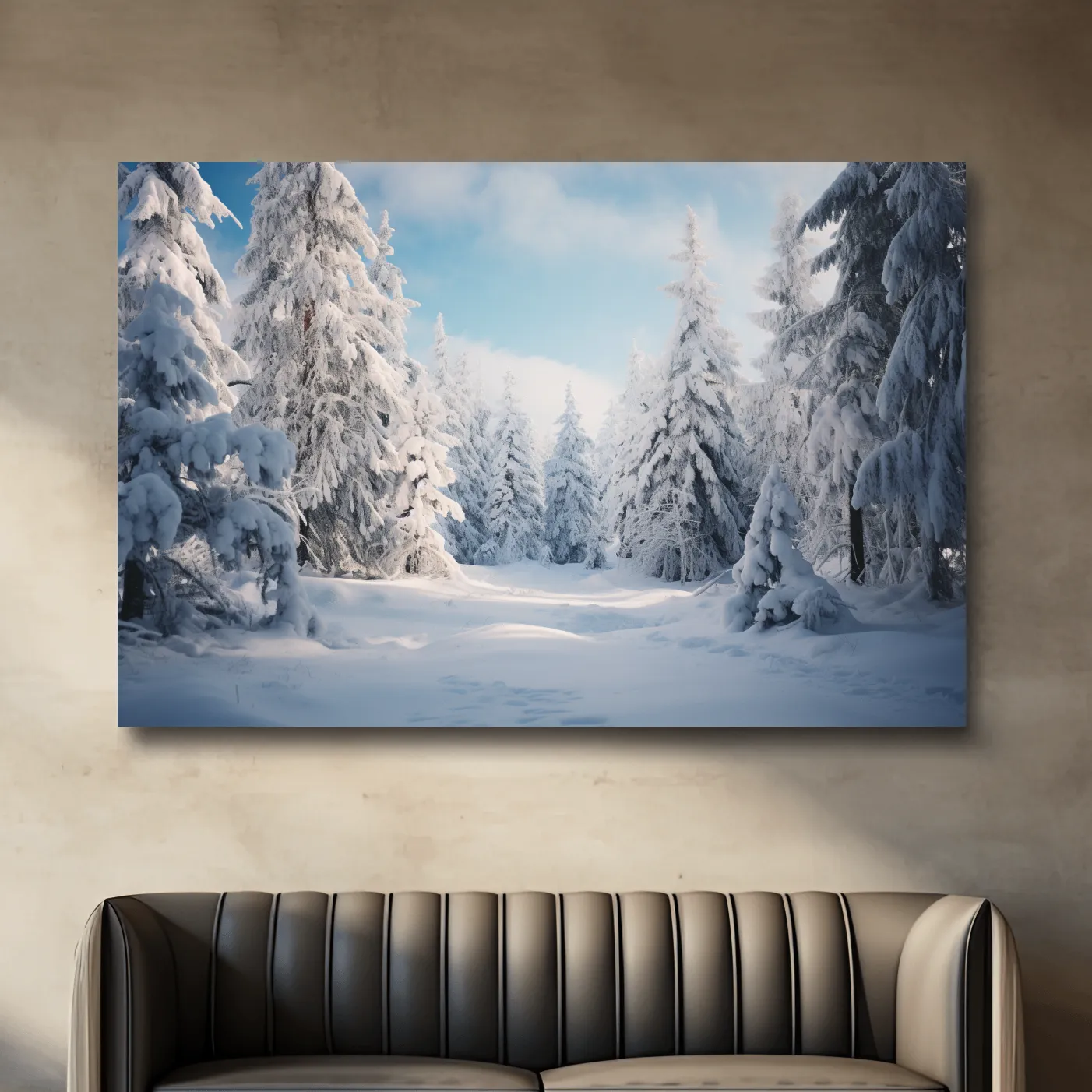 Serene Snowy Pine Forest Photography - Winter Wonderland Nature Wall Art
