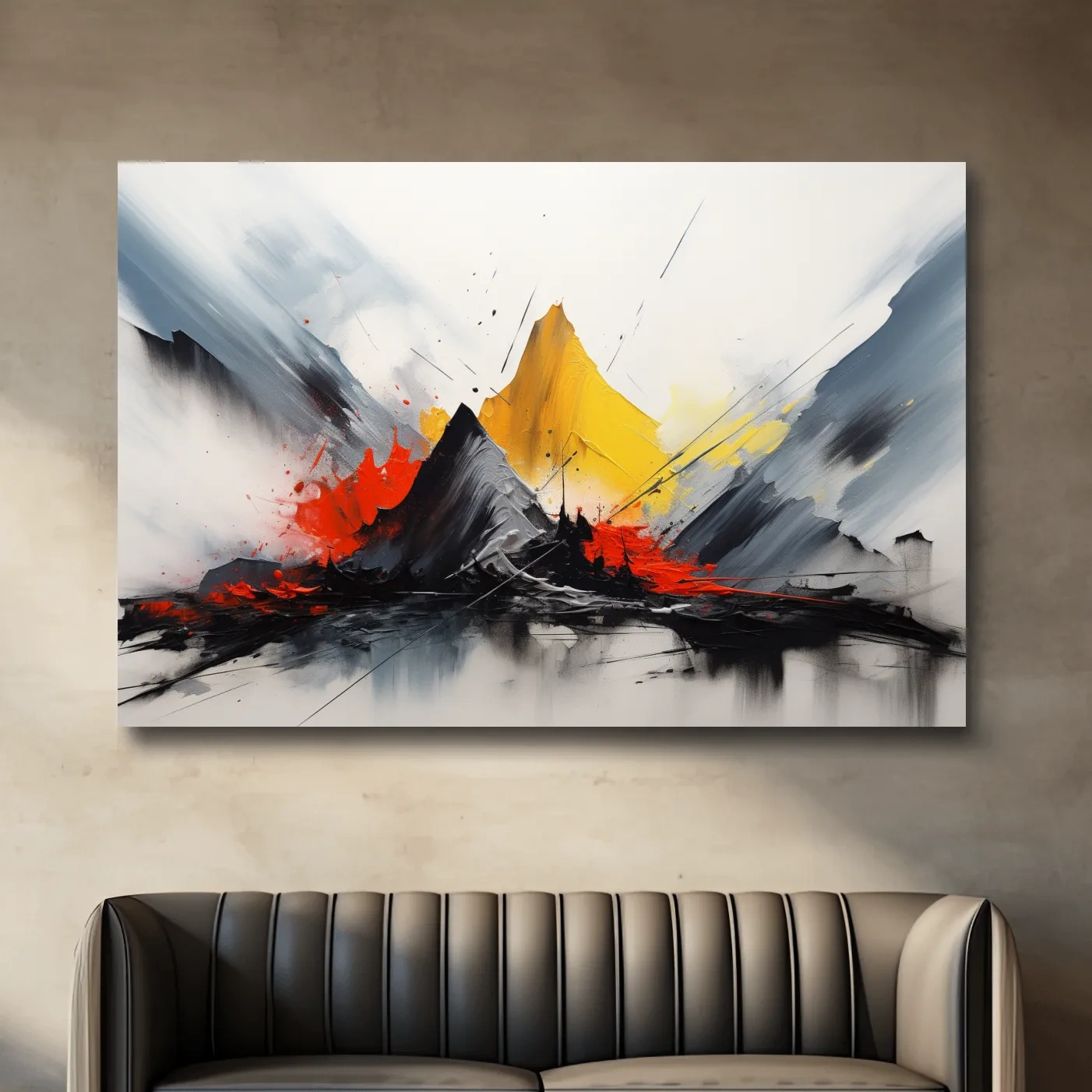 Abstract Mountain Peaks Painting - Modern Impasto Style Wall Art