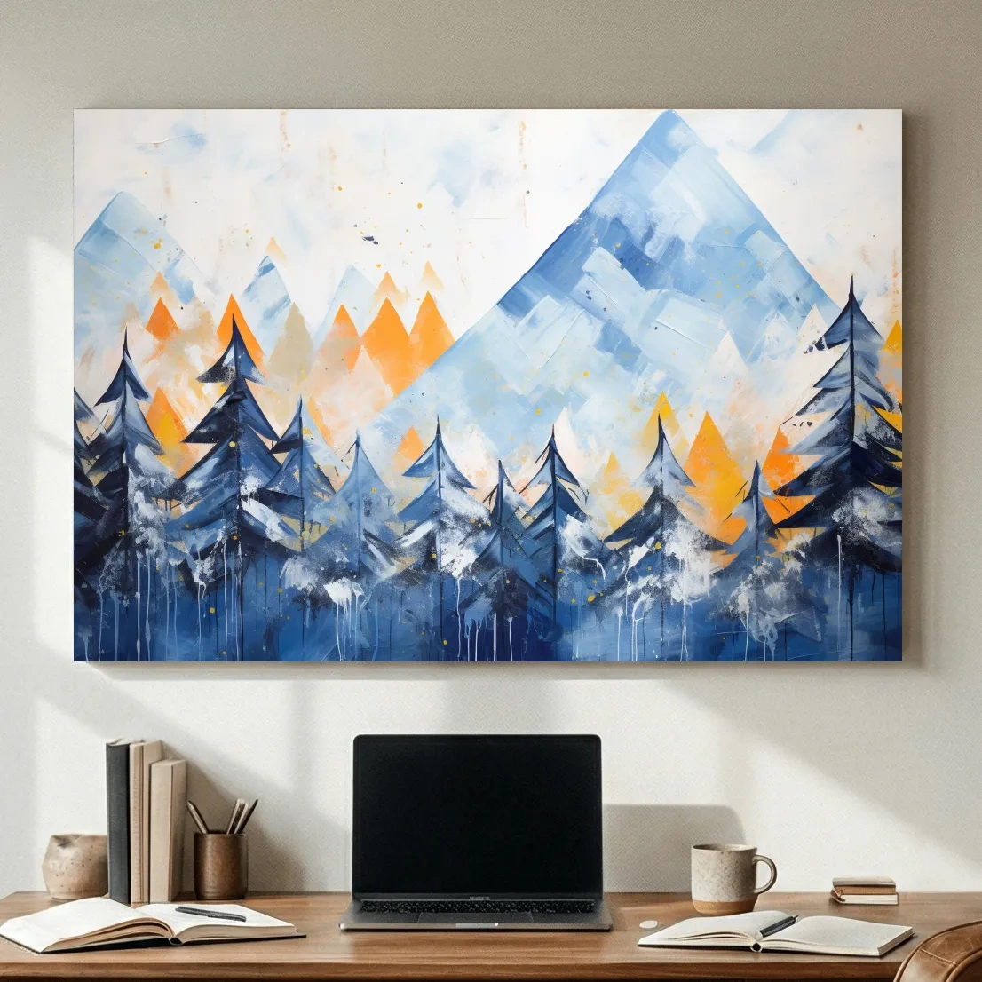 Abstract Alpine Mountain Peaks - Watercolor Forest Wall Art