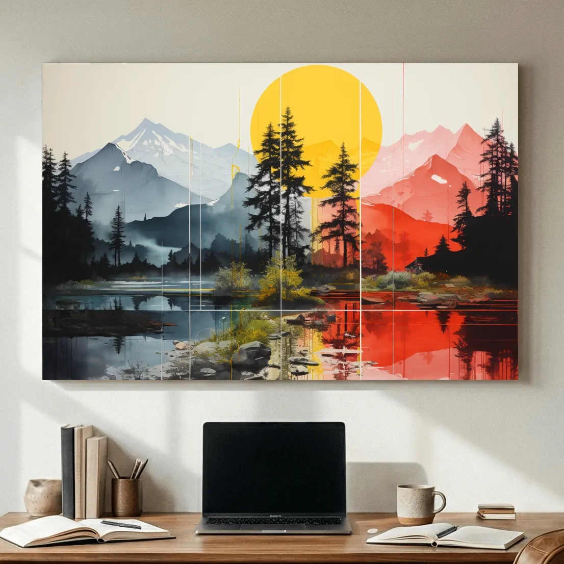 Abstract Alpine Lake Landscape - Mountain Sunset Wall Art