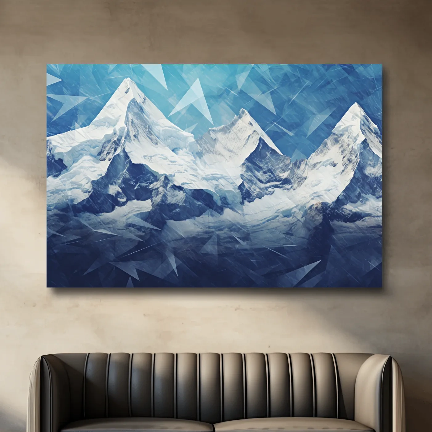 Geometric Icy Glacial Alpine Peaks - Abstract Mountain Landscape Wall Art