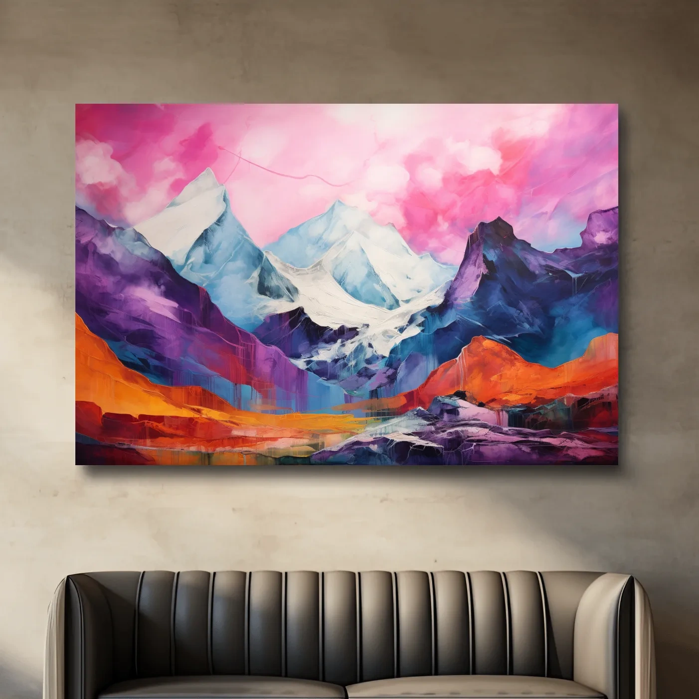 Bright colourful mountain painting