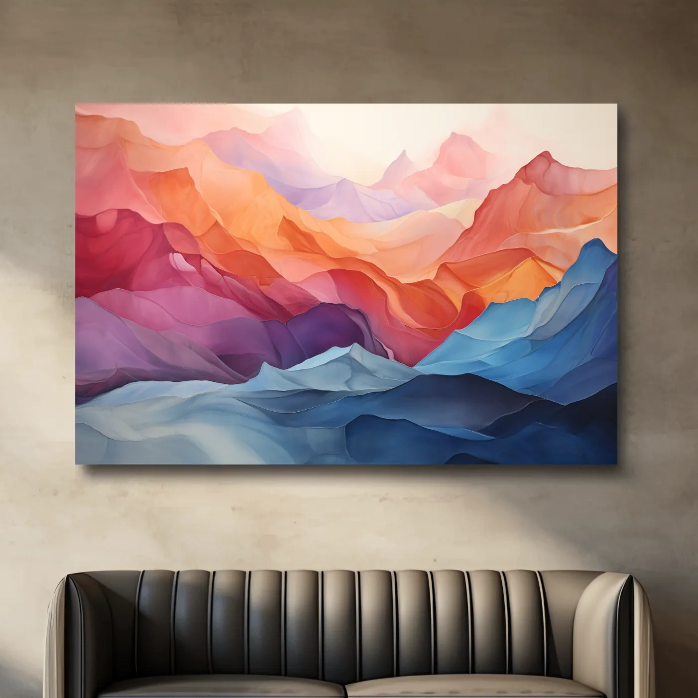 Abstract art, colourful mountain shapes