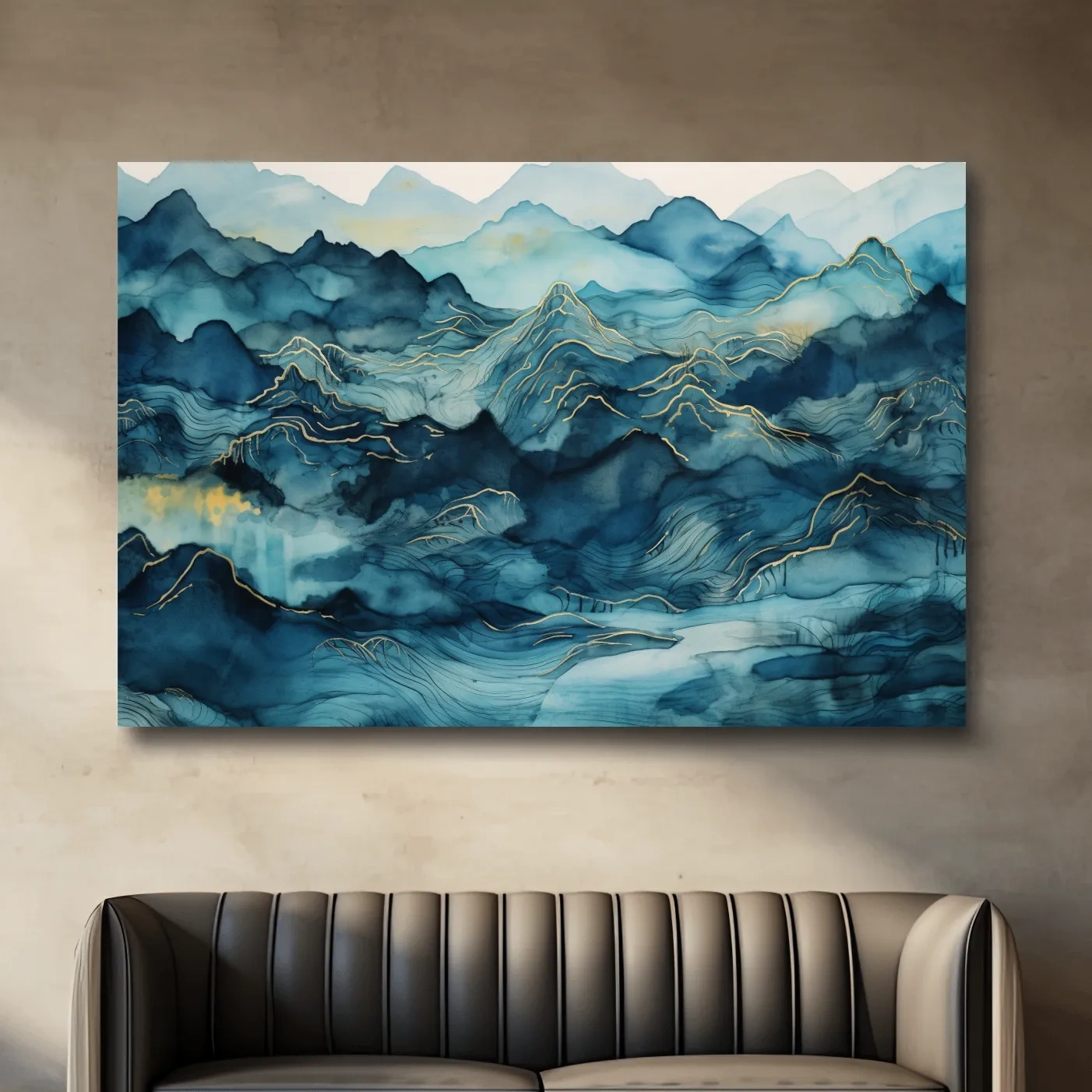 Abstract watercolour mountain painting