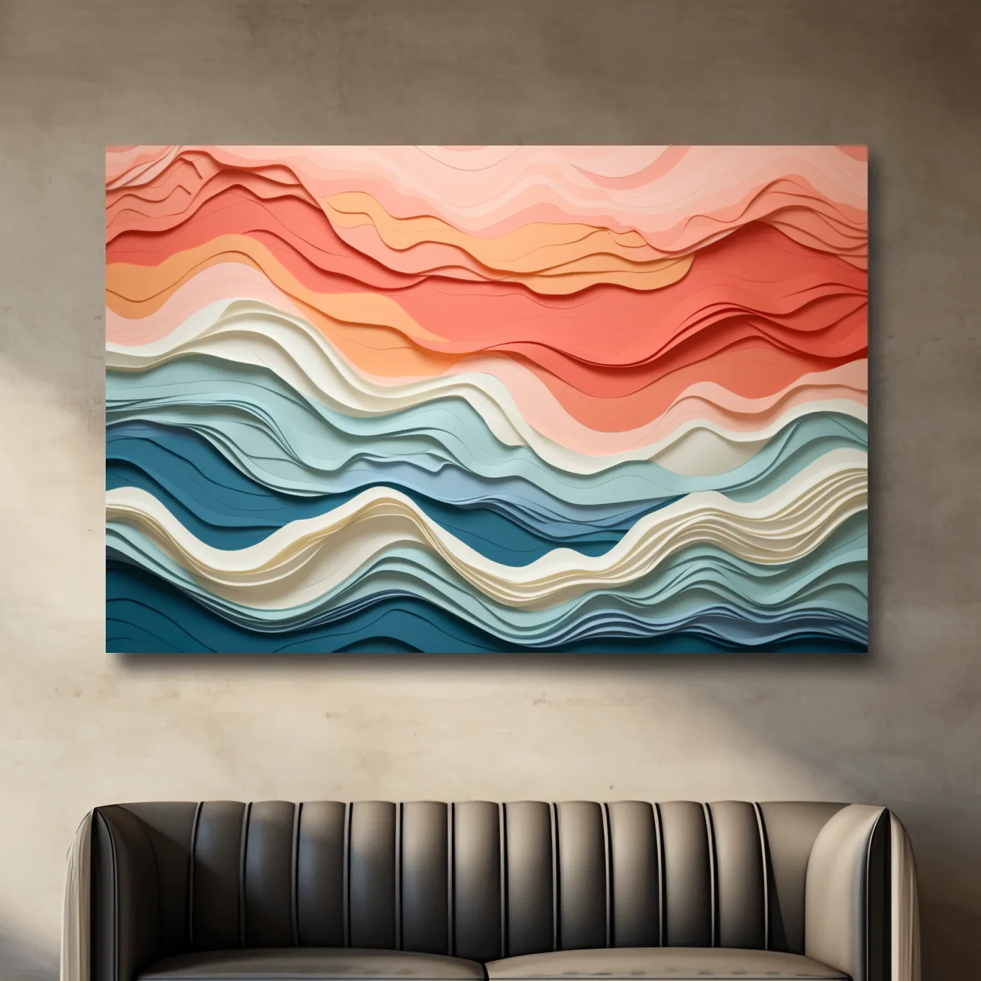 Flowing paper art, rolling mountain shapes