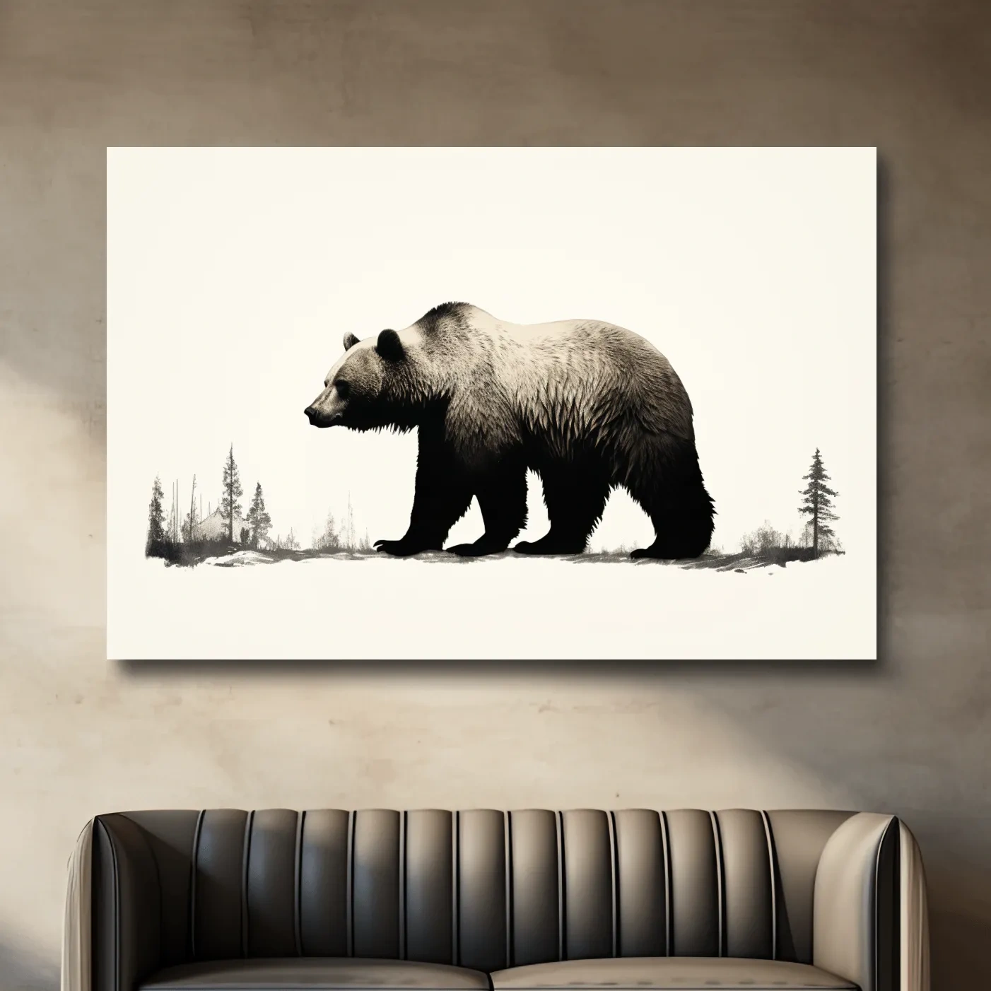 Minimal illustration art of a grizzly bear silhouette