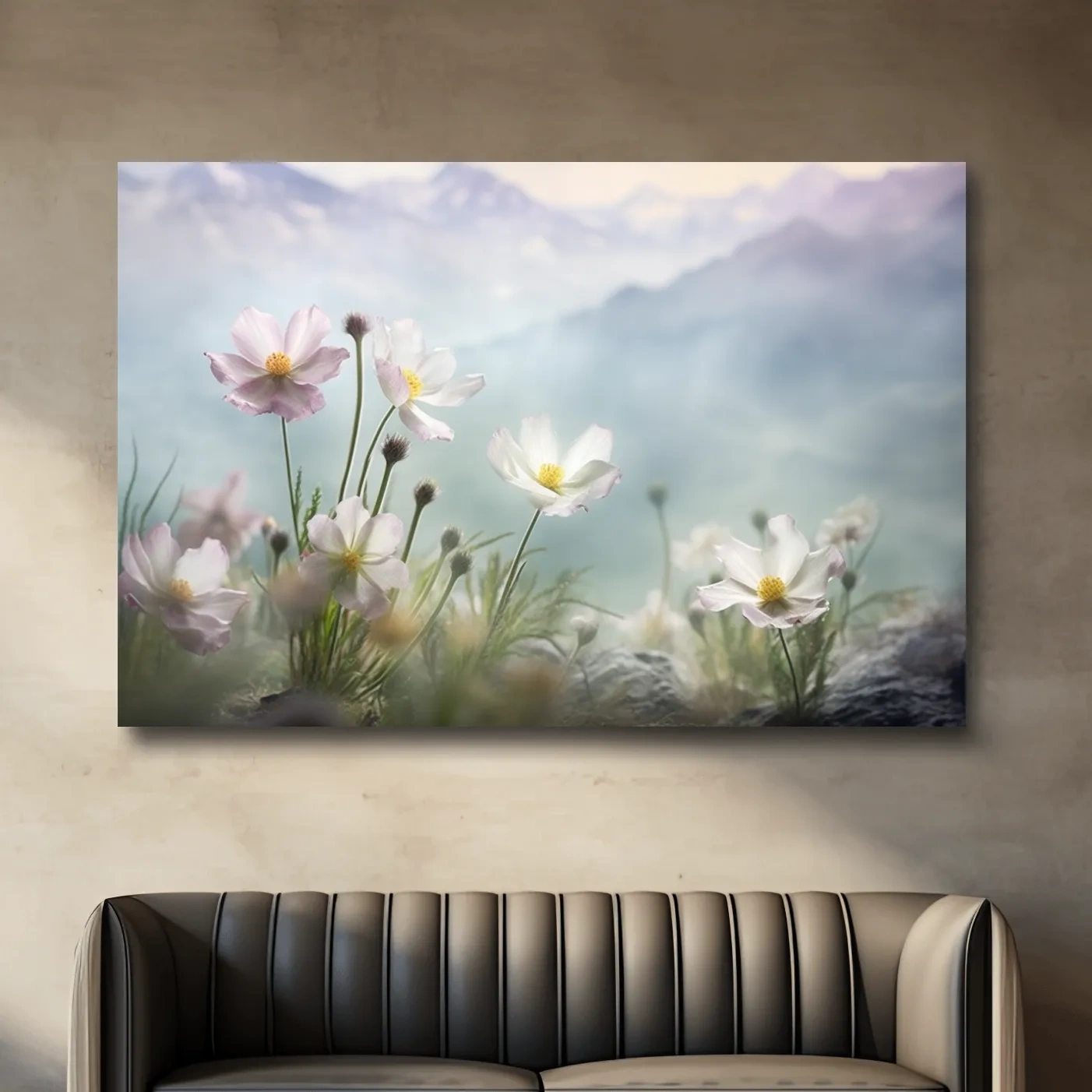 Dreamy Alpine Wildflower Meadow - Soft Pastel Mountain Botanic Artwork