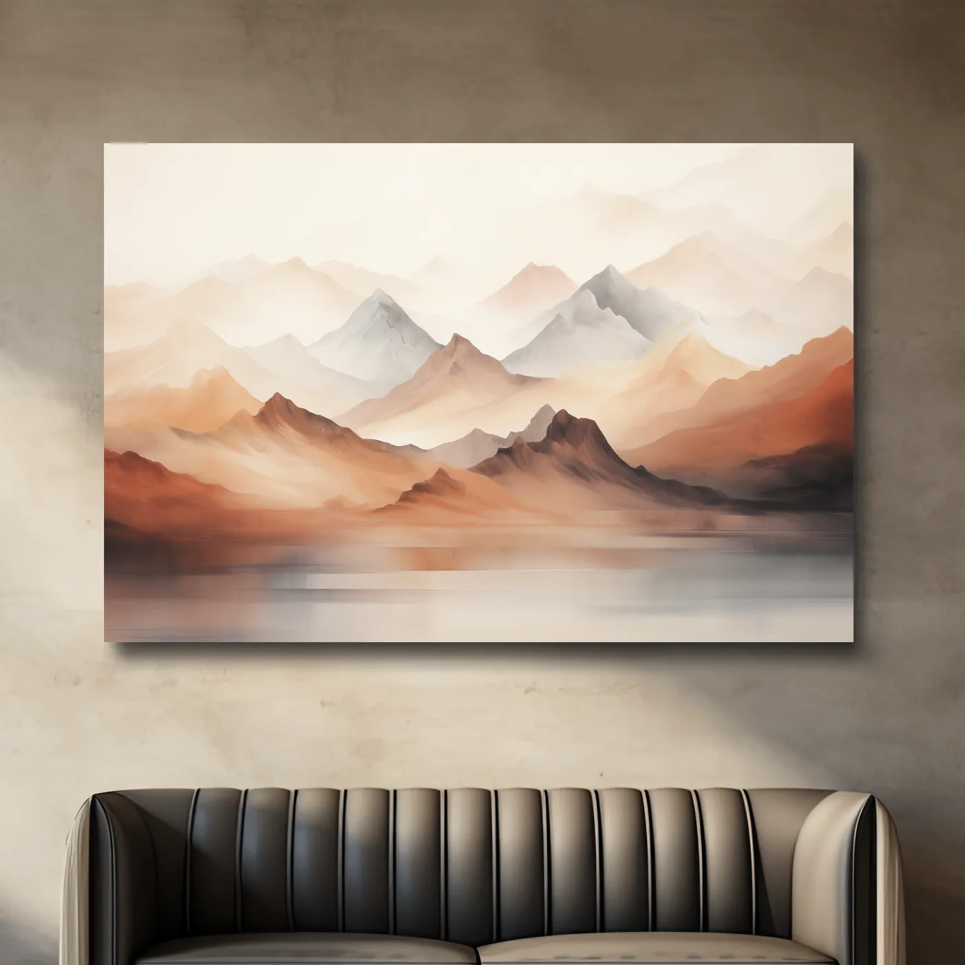 Subtle pastel painting of mountain ranges