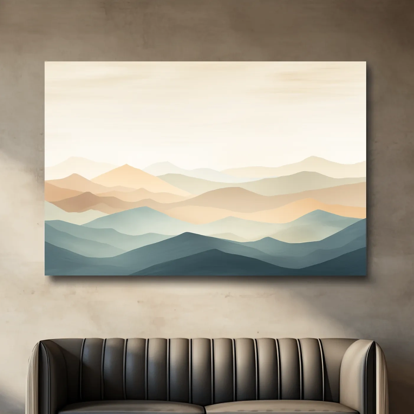 Subtle wavy mountain peaks painting, pastel colored wall art