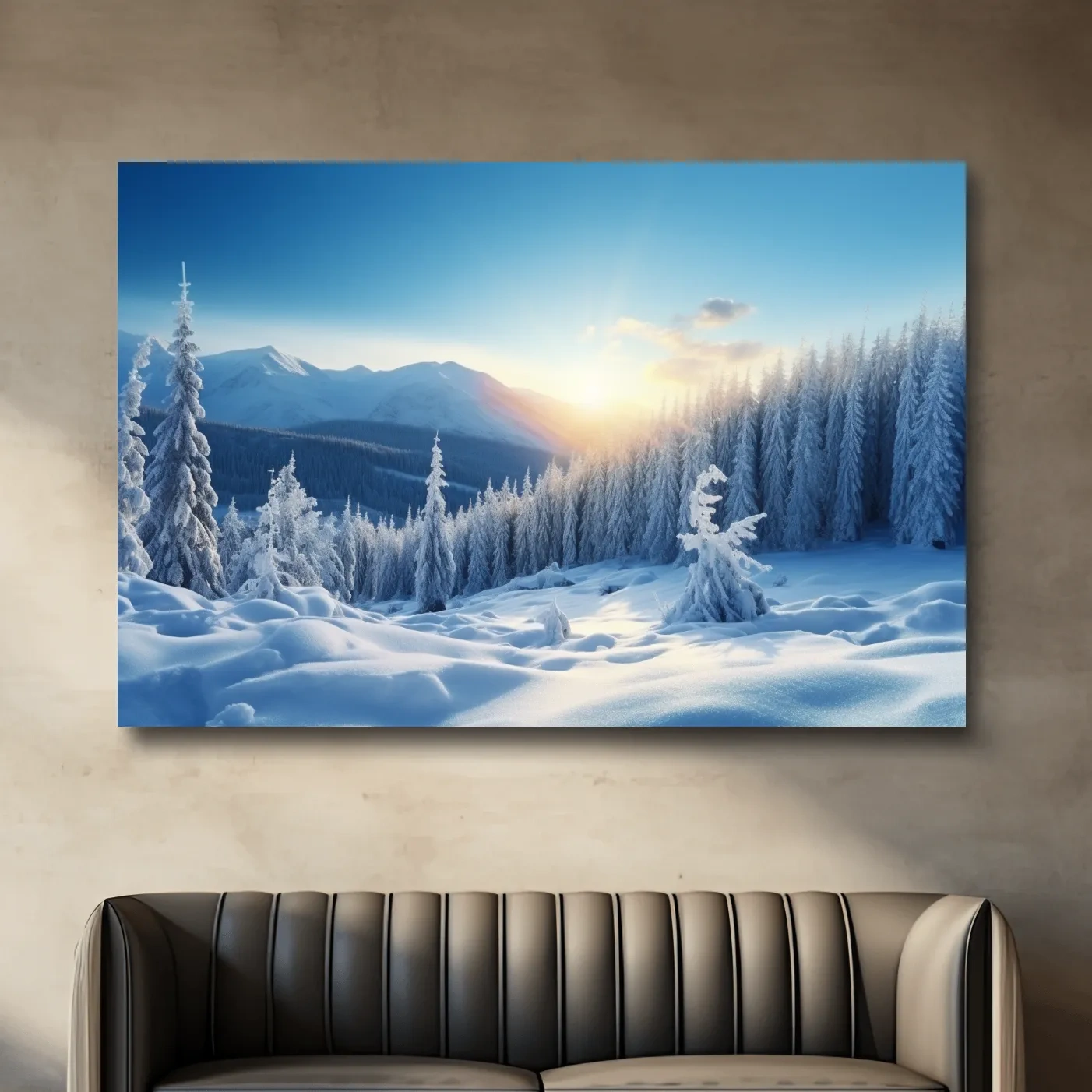 Snowy Alpine Forest Sunrise - Winter Nature Photographic Wall Art
