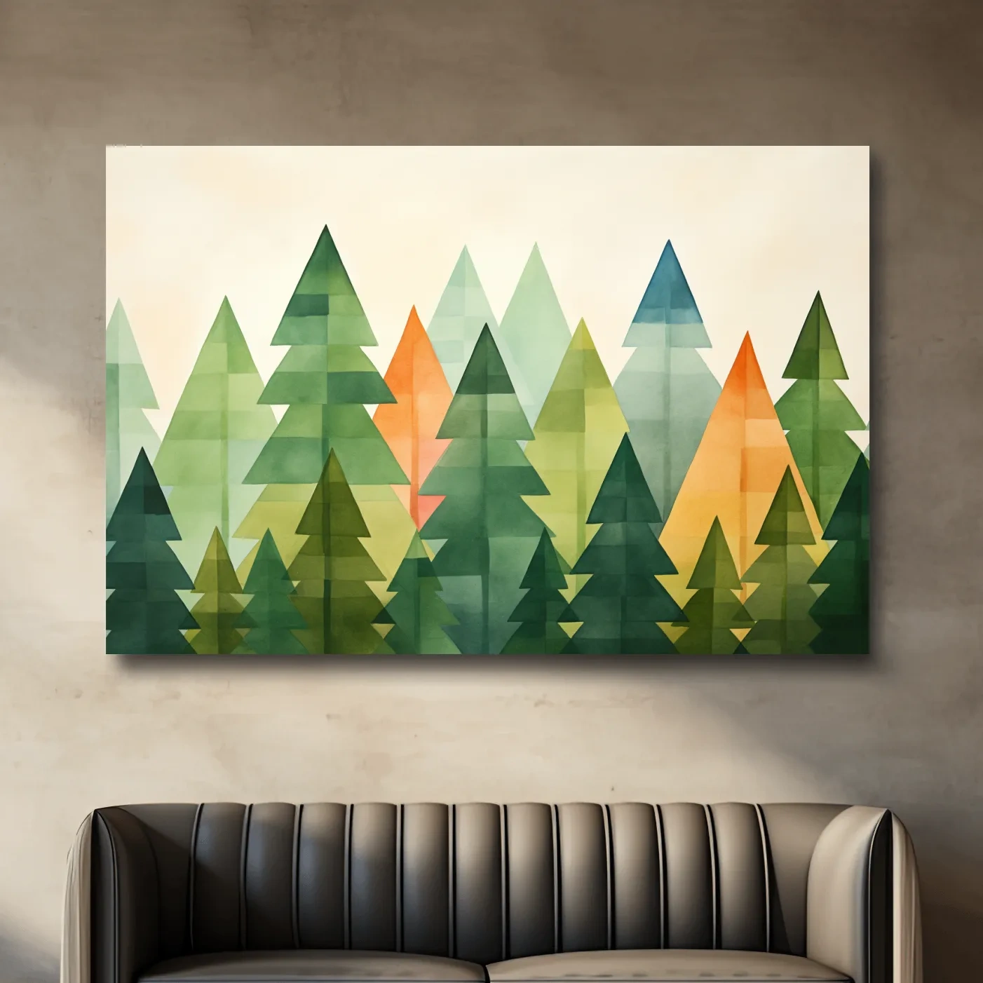 Minimal forest artwork, bohemian rustic trees wall art
