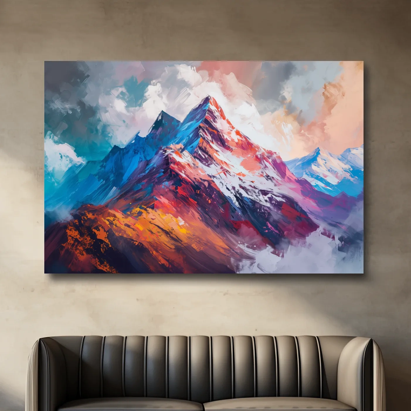 Vibrant Abstract Alpine Mountain Peaks - Colorful Landscape Wall Art