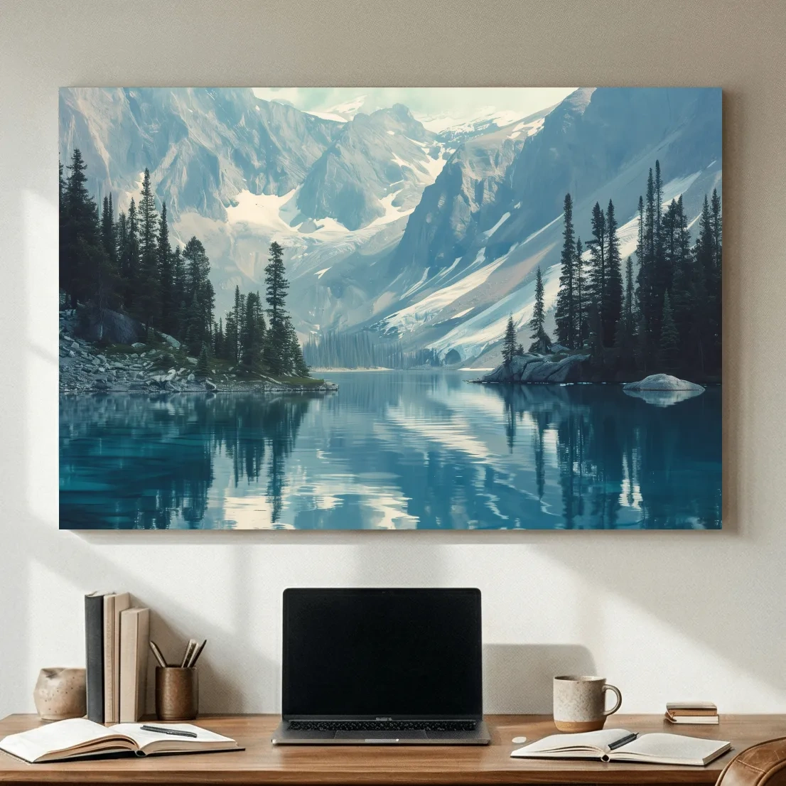 Rocky Mountains Turquoise Alpine Lake Reflection Photography - Pacific Northwest Mountain Wall Art