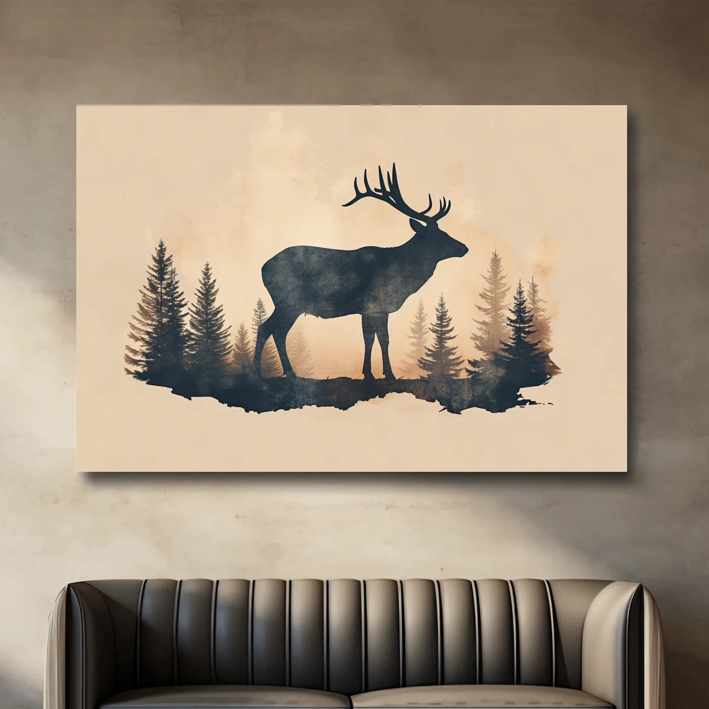 Vintage deer illustration artwork, silhouette sepia style
