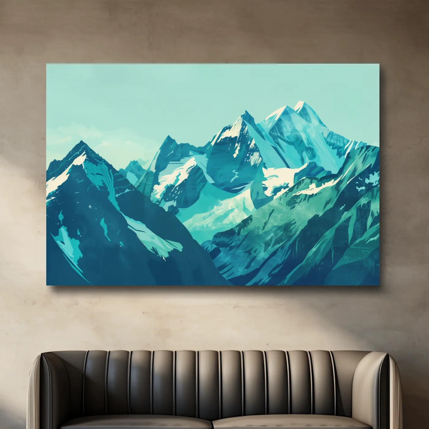 Mountain glacier artwork, stylized vector art
