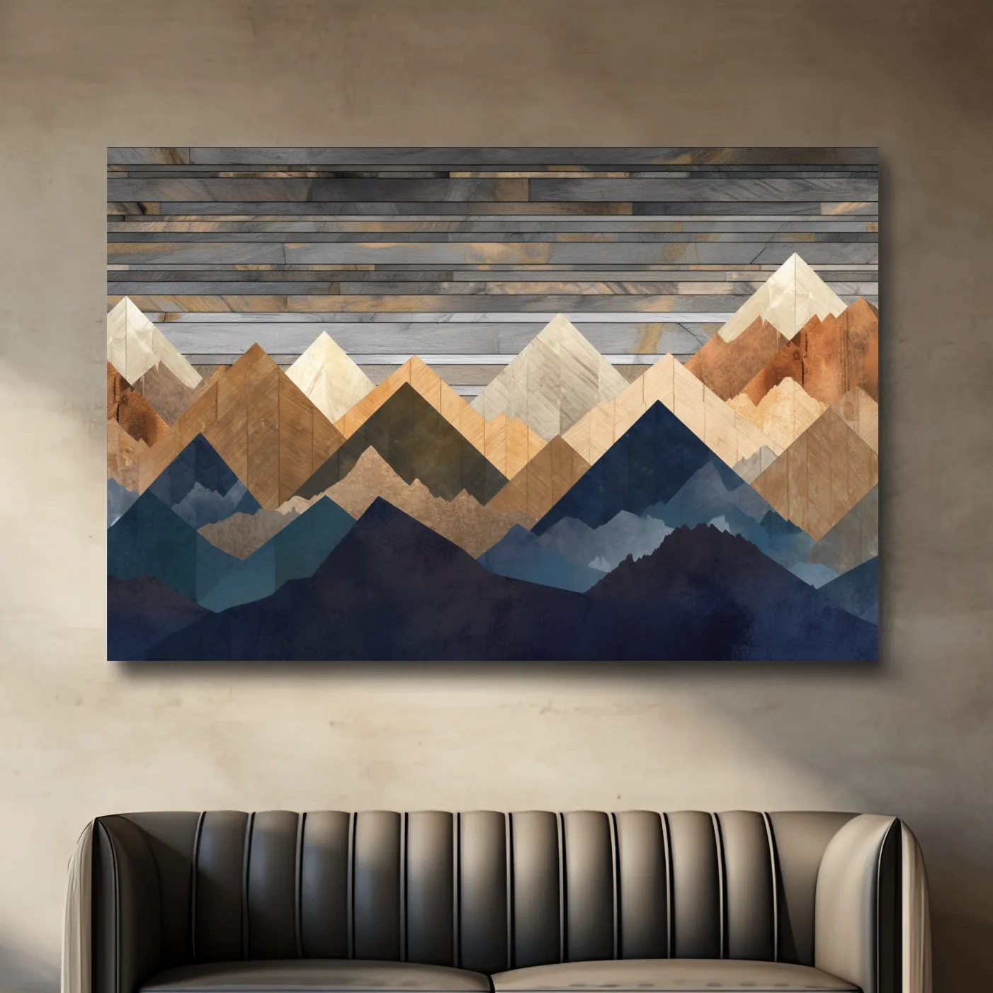 Printed wooden panel mountain art