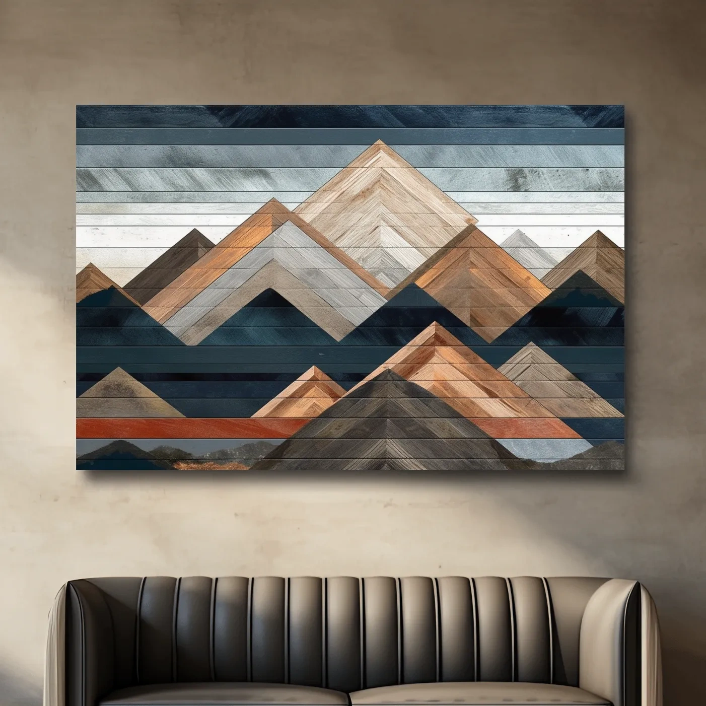 Printed wooden panel mountain art