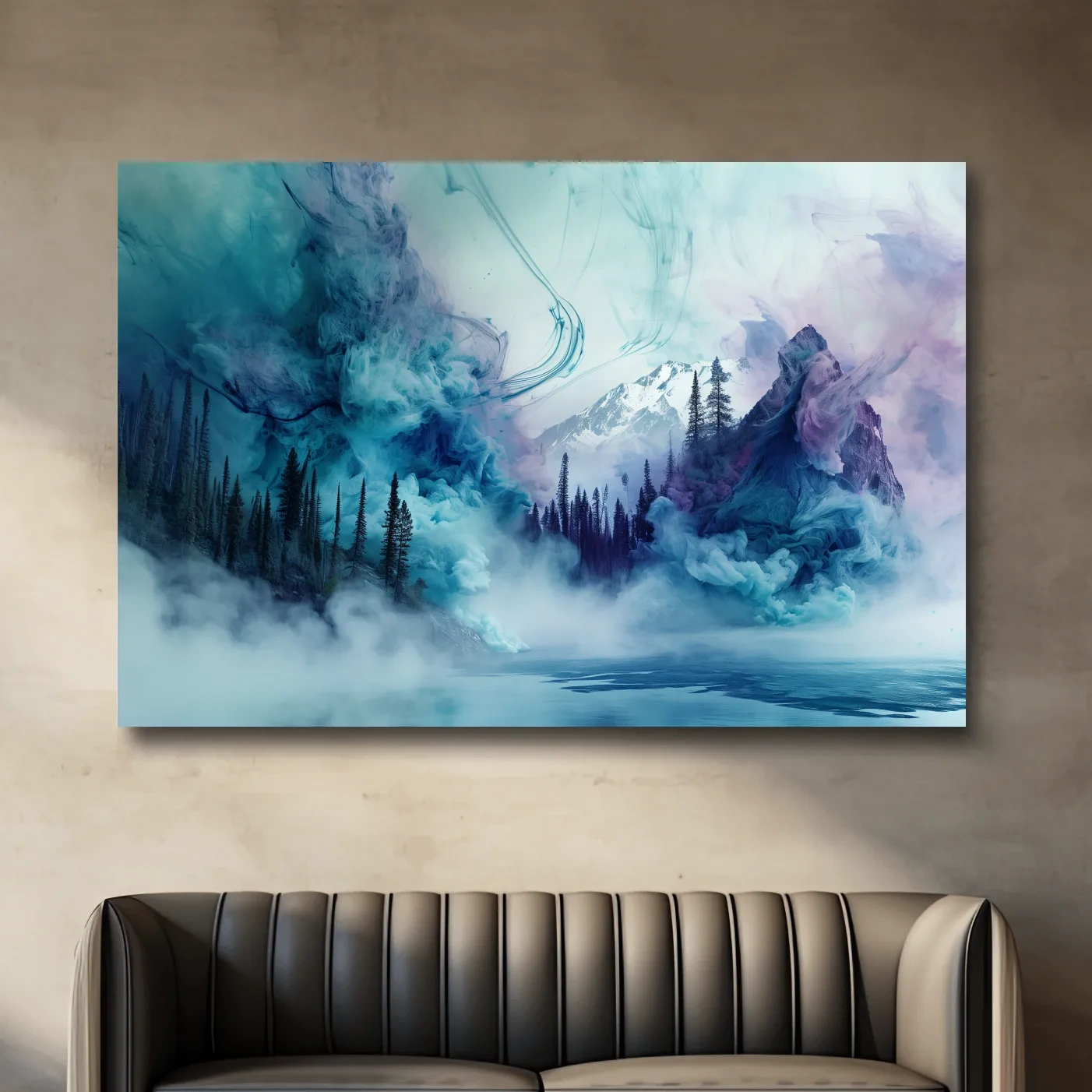 Ethereal Misty Alpine Forest & Mountains - Surreal Abstract Landscape Wall Art