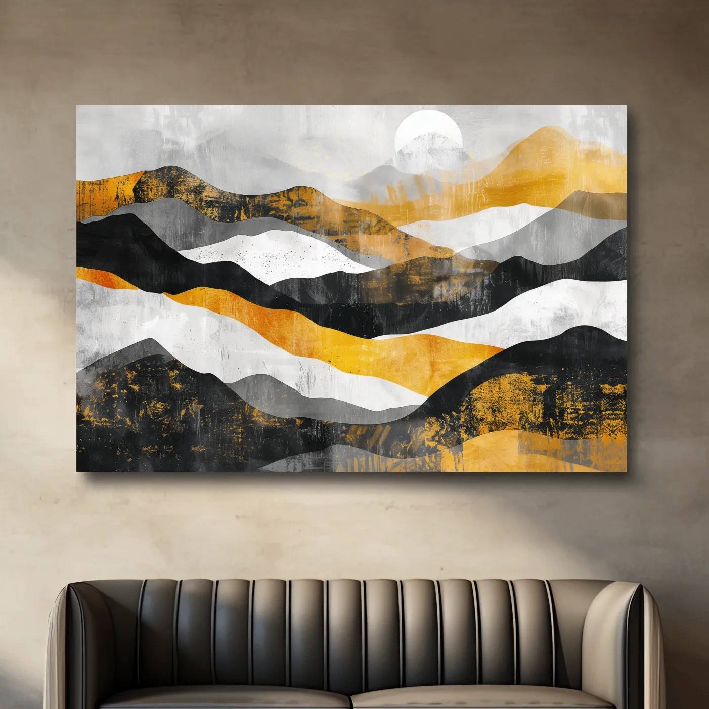 Textured elegant mountain artwork, large format abstract wall art
