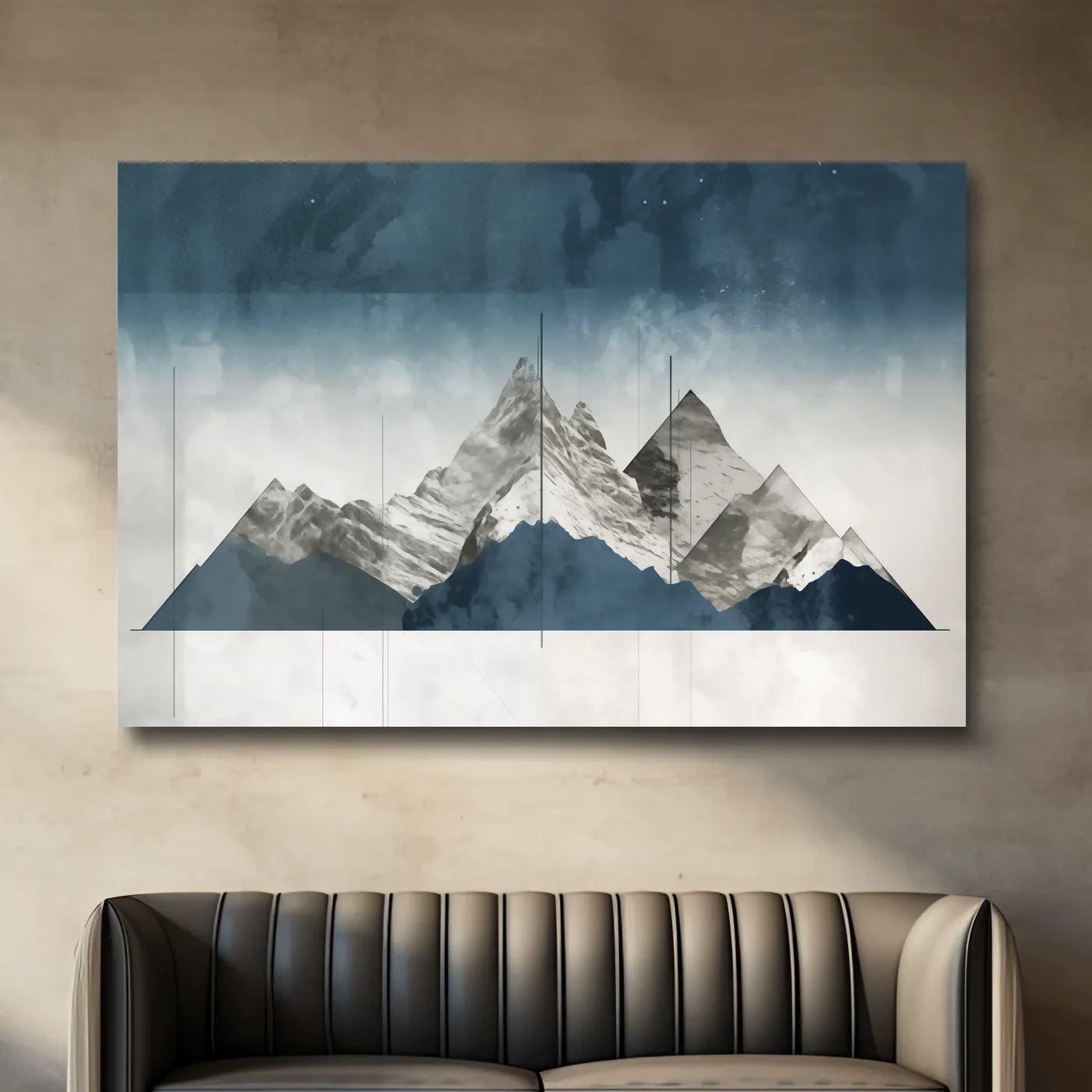 Simple abstract mountain painting