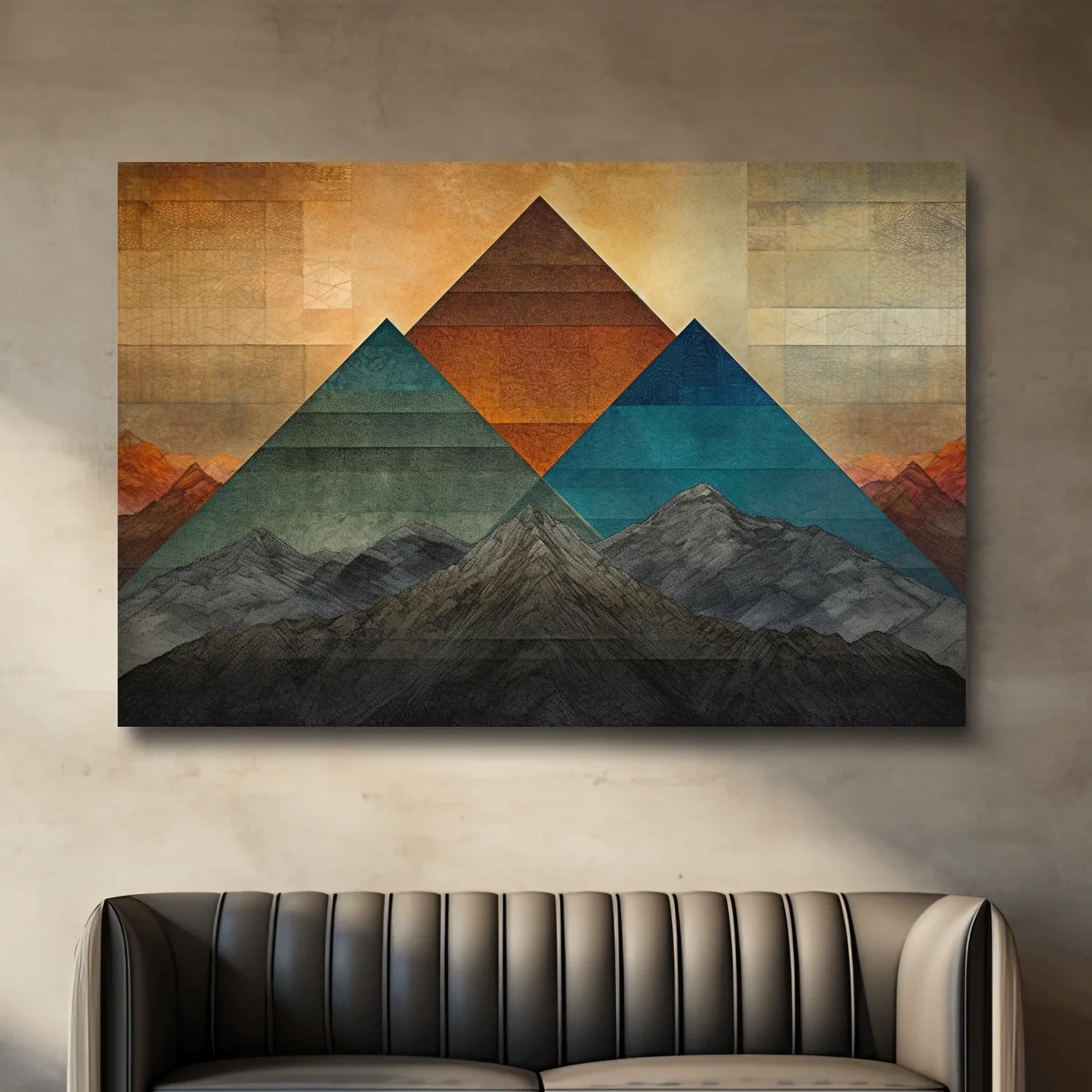 Abstract mountain art, triangular mountain shapes