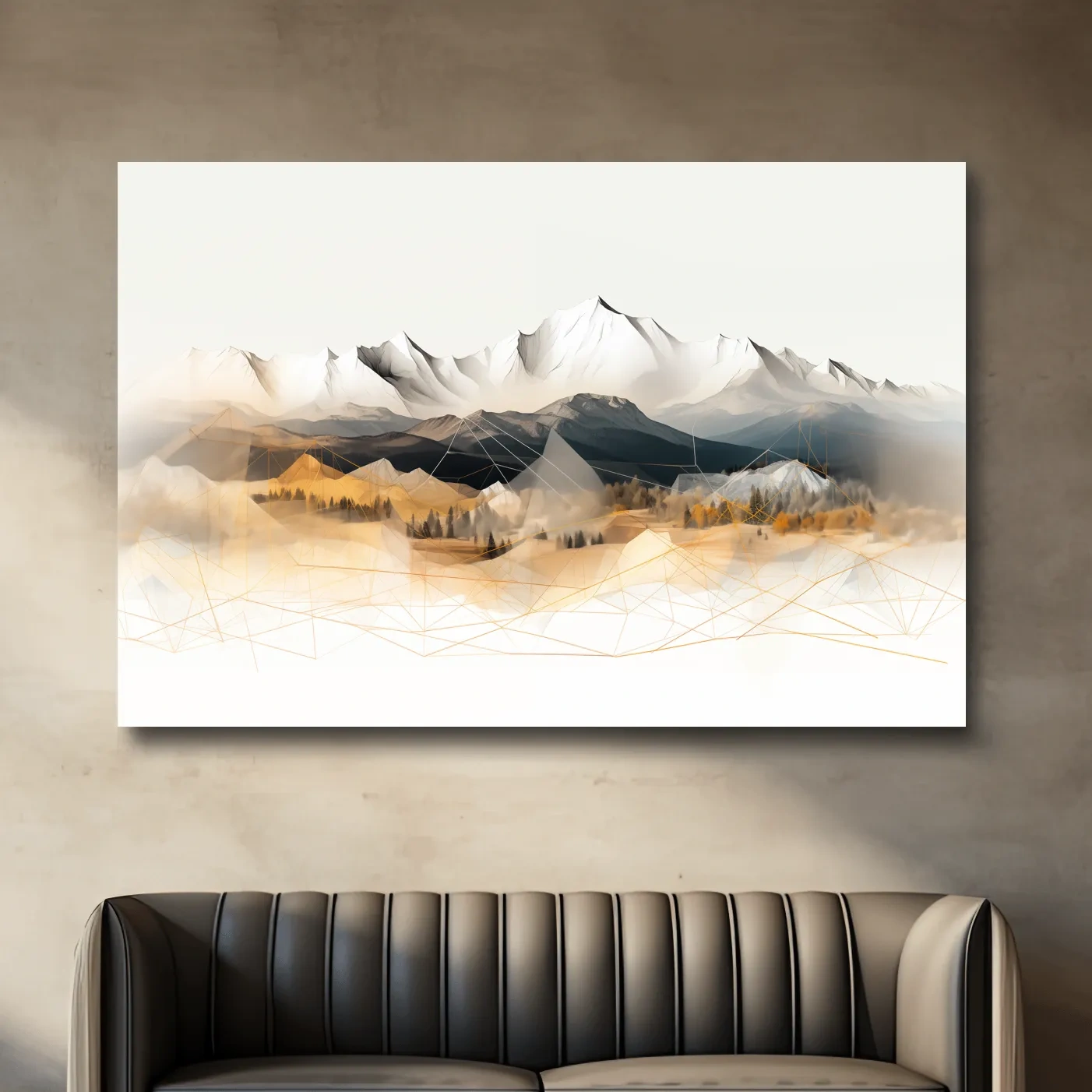 Geometric Mountain Range Forest Landscape - Modern Abstract Wall Art