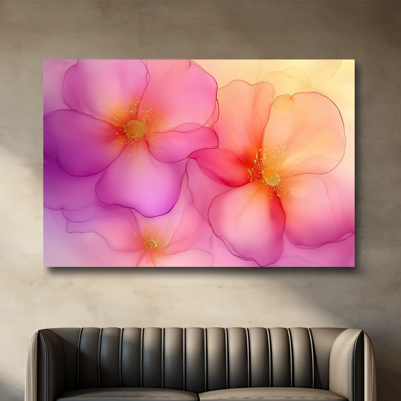 Vibrant Pink Blossom Watercolor Illustration - Modern Floral Wall Art