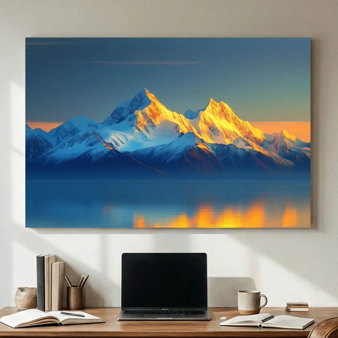 Arctic Glacier Mountain Sunset - Golden Hour Photographic Wall Art
