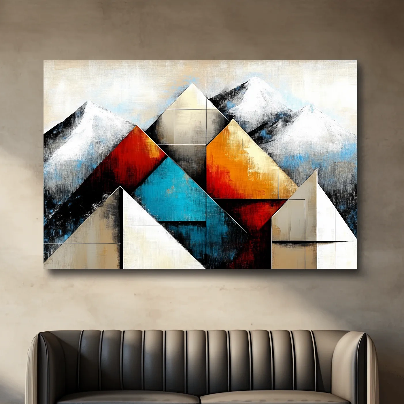 Geometric Abstract Mountain Glacier Painting - Modern Textured Style Wall Art