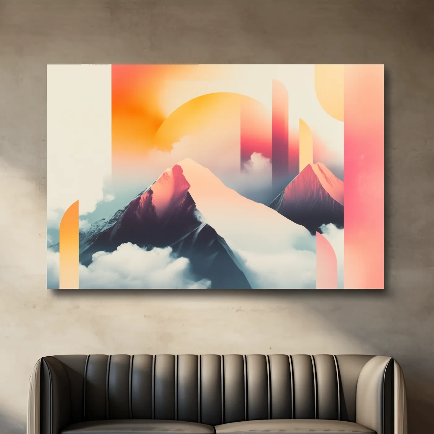 Abstract retro style mountain ski poster artwork