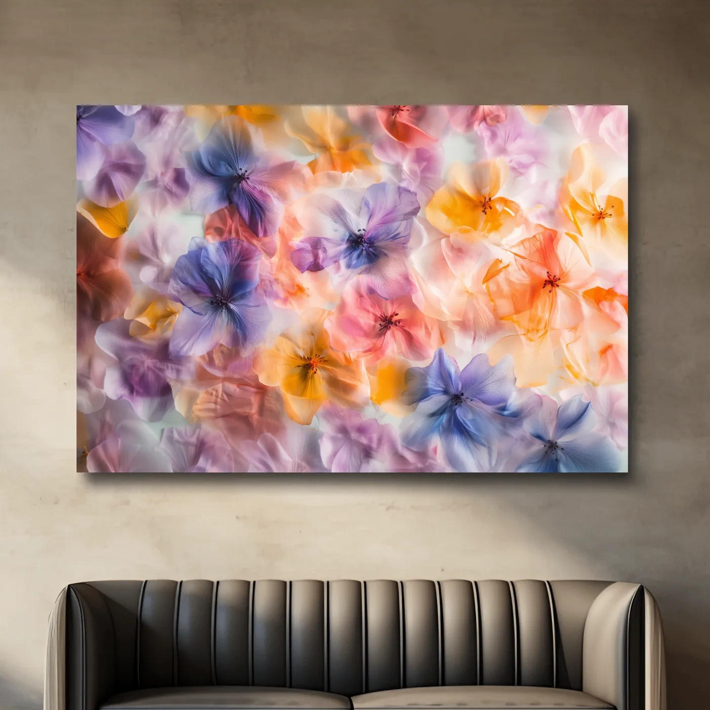 Oshibana Pastel Floral Petal Collage - Soft Botanical Wall Art