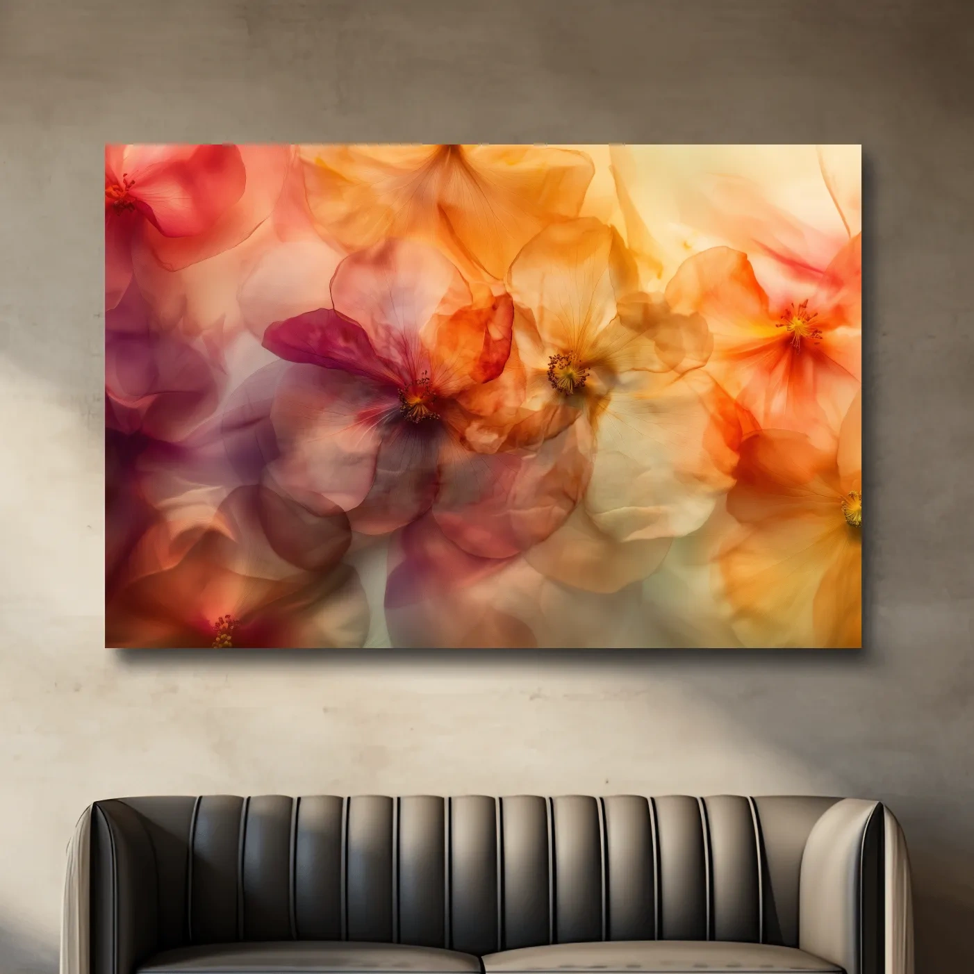 Oshibana style pressed flowers wall art print