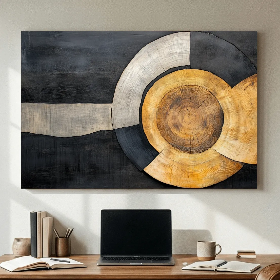Textured Abstract Wood Grain Circles - Modern Rustic Geometric Wall Art