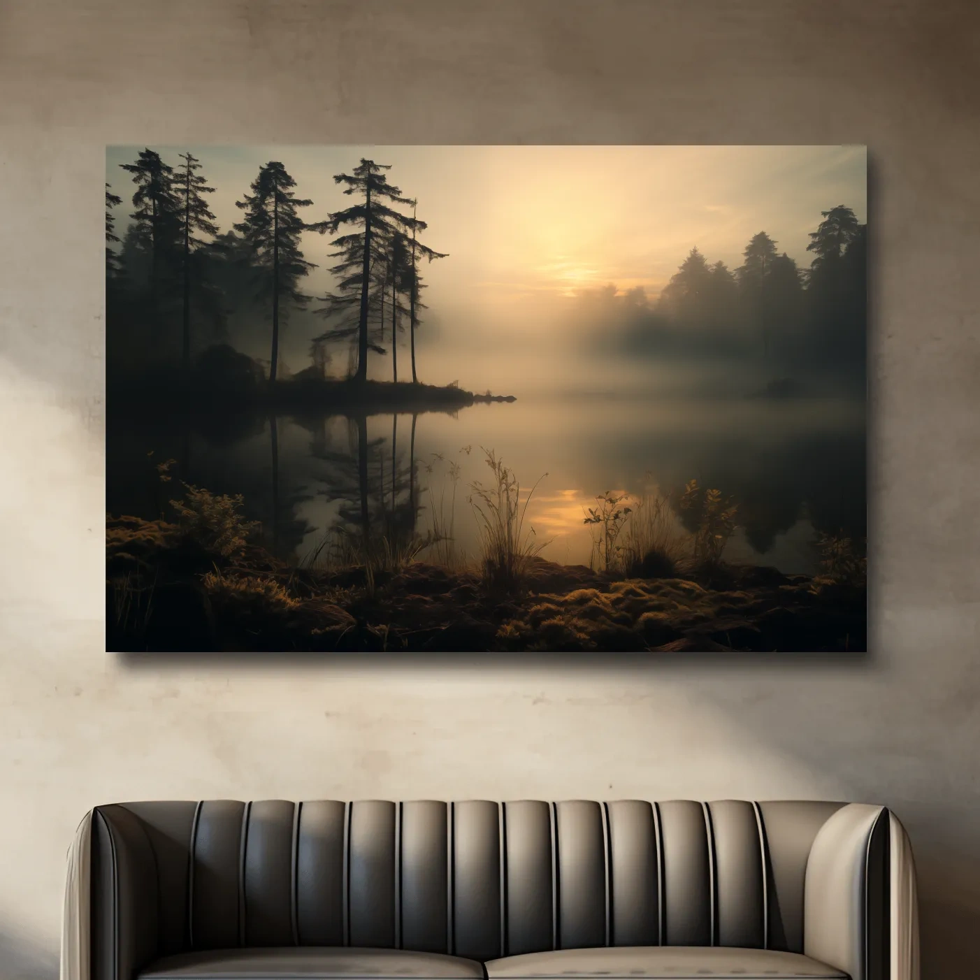 Nature Photography Wall Art - Misty Lake Sunrise & Forest