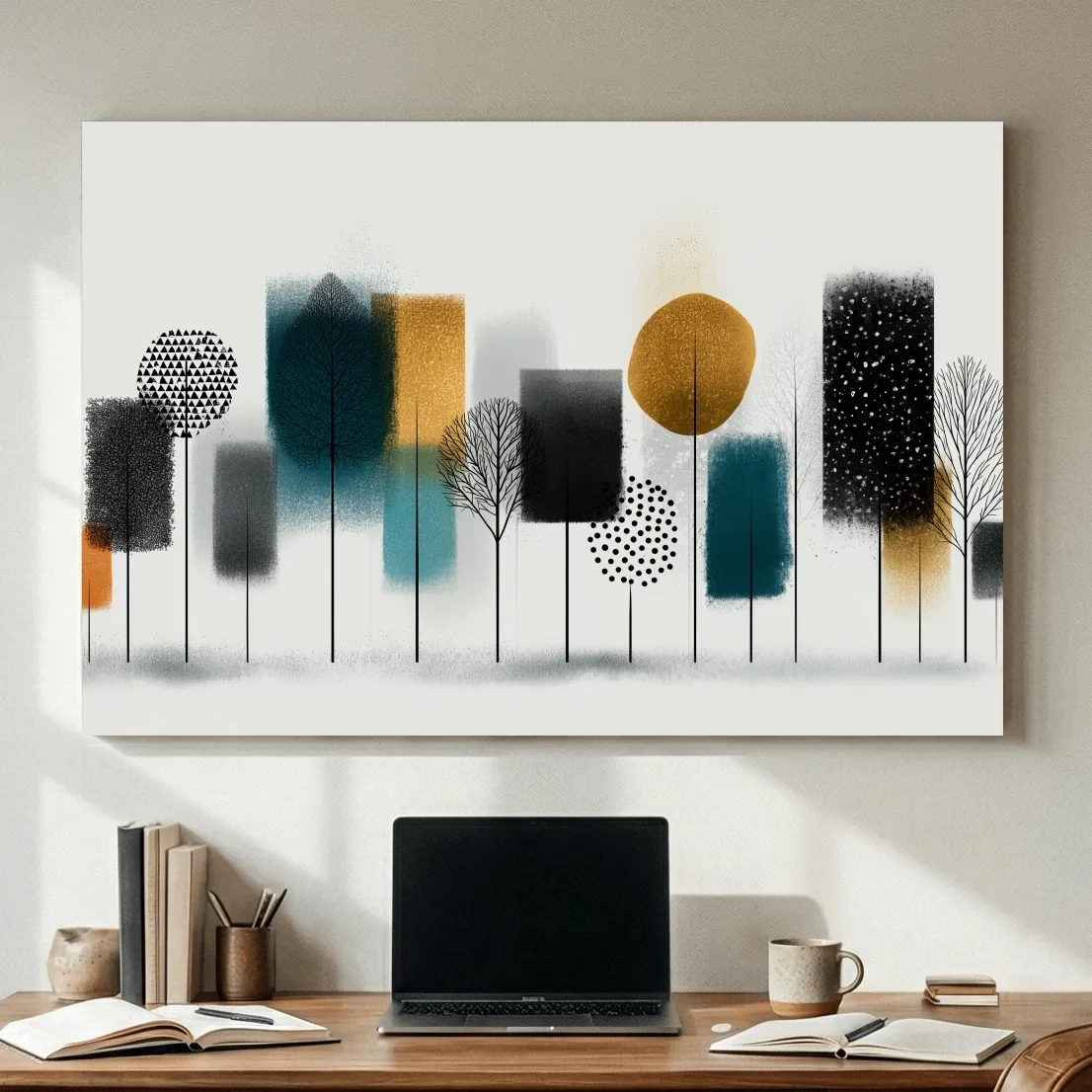 Abstract Minimalist Forest Grove Silhouettes - Modern Scandinavian Geometric Wall Art