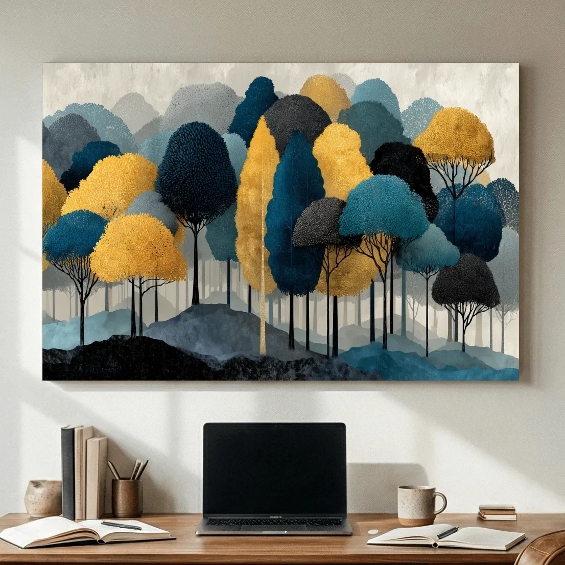 Abstract Woodland Forest Landscape - Contemporary Bohemian Wall Art